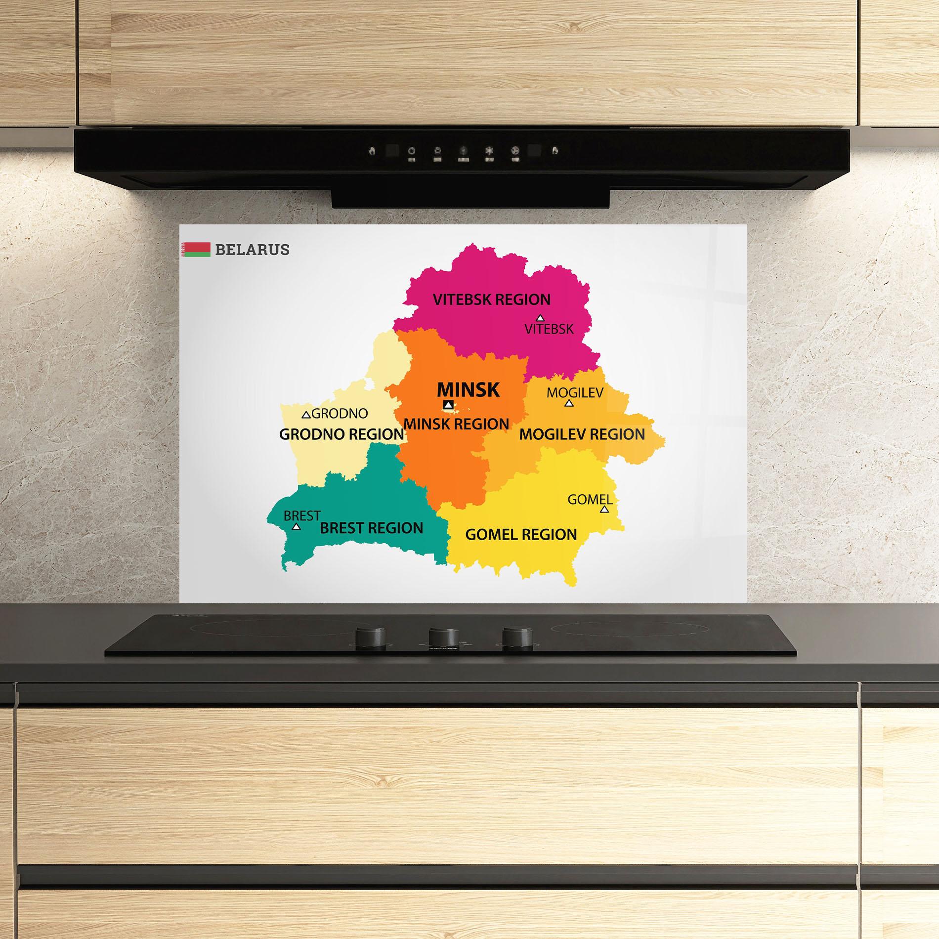 Стъклен панел за кухня Belarus Color Map mockup 3