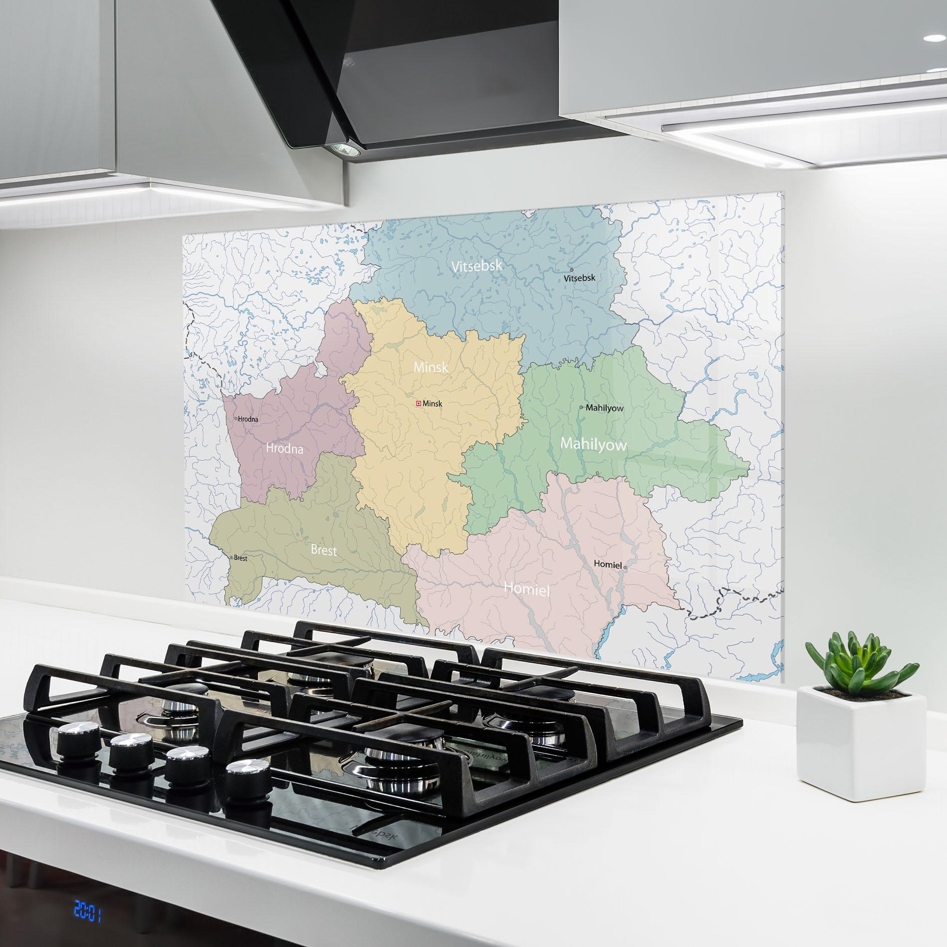 Стъклен панел за кухня Belarus Map mockup 6