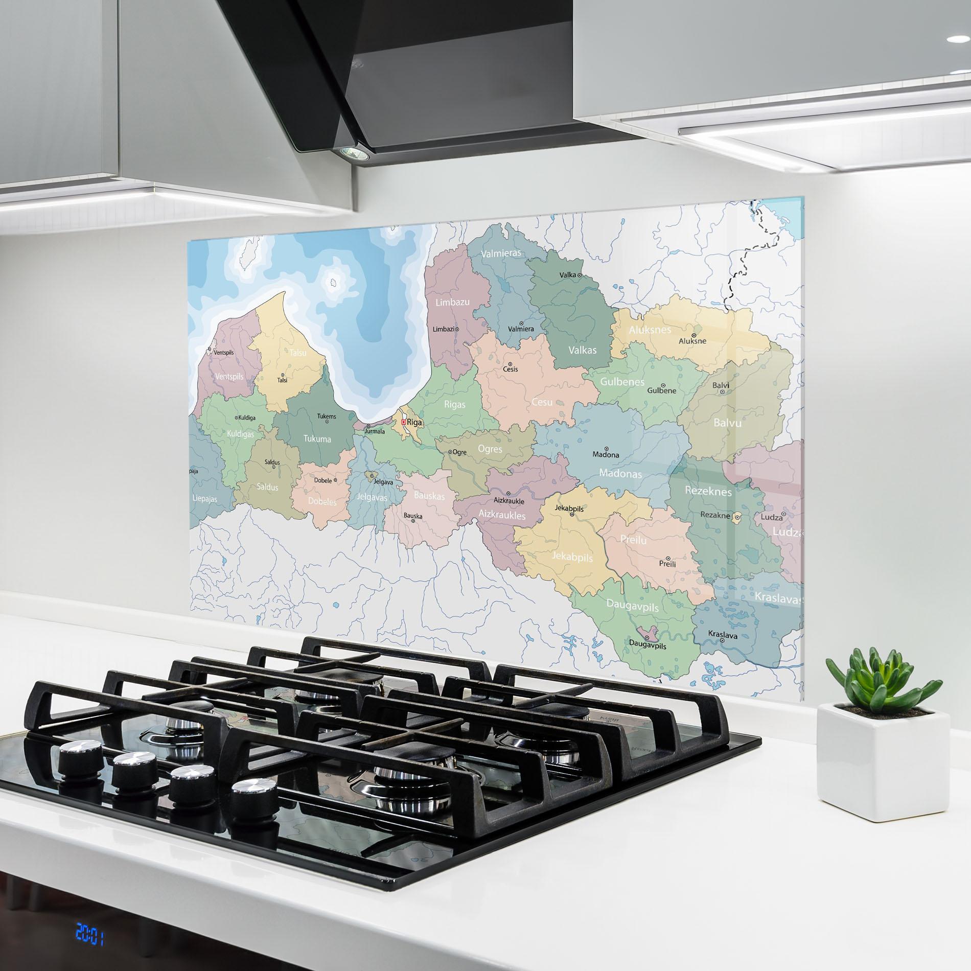 Стъклен панел за кухня Latvia Color Map mockup 6