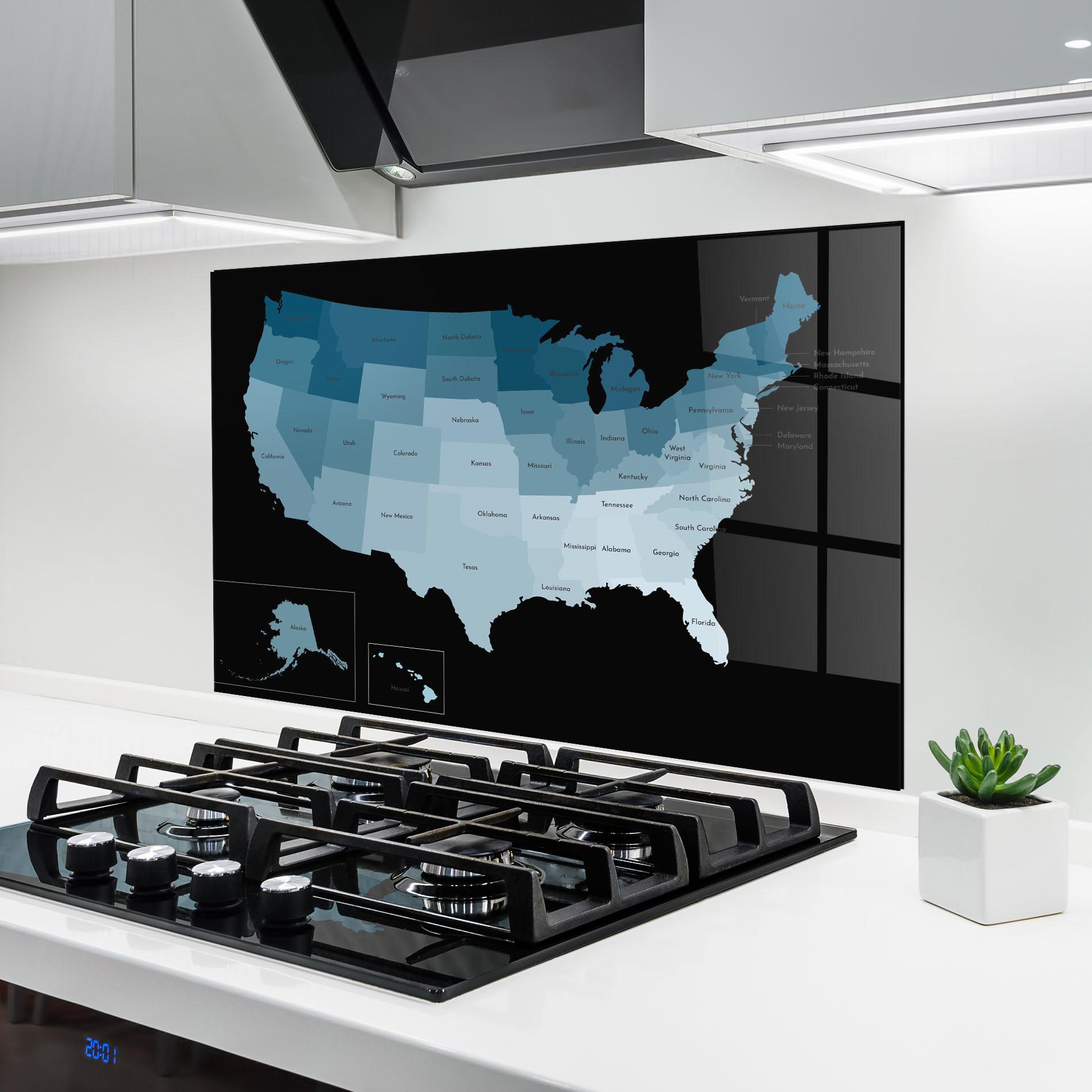 Стъклен панел за кухня Sua Blue Map mockup 6