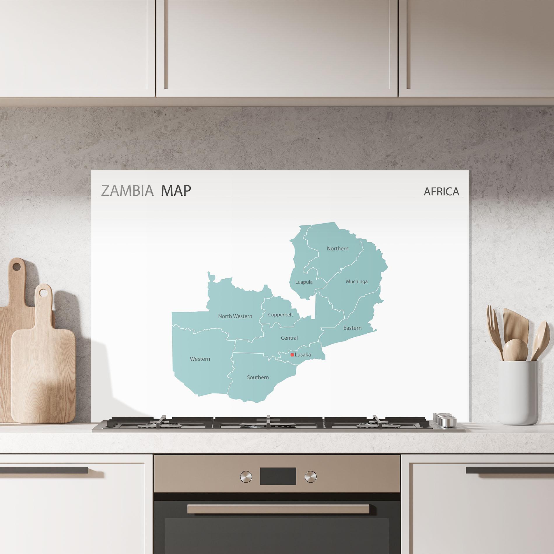 Стъклен панел за кухня Zambia Map mockup 7