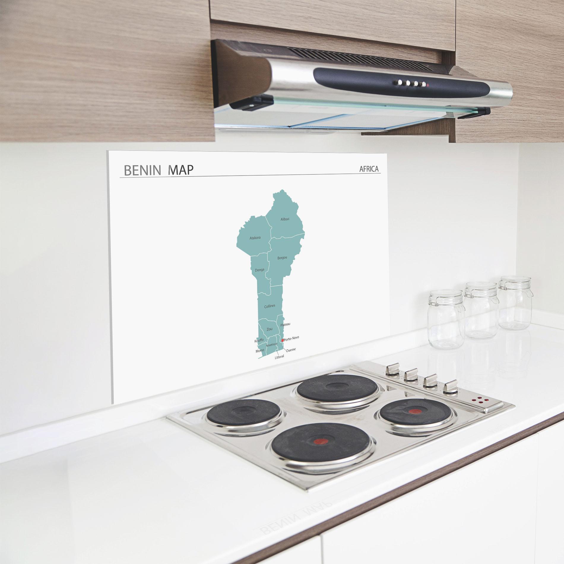 Стъклен панел за кухня Benin Map mockup 8
