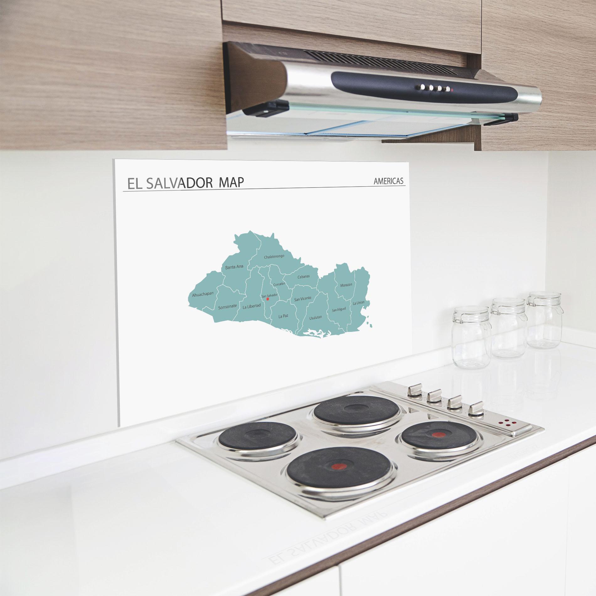 Стъклен панел за кухня El Salvador Map mockup 8