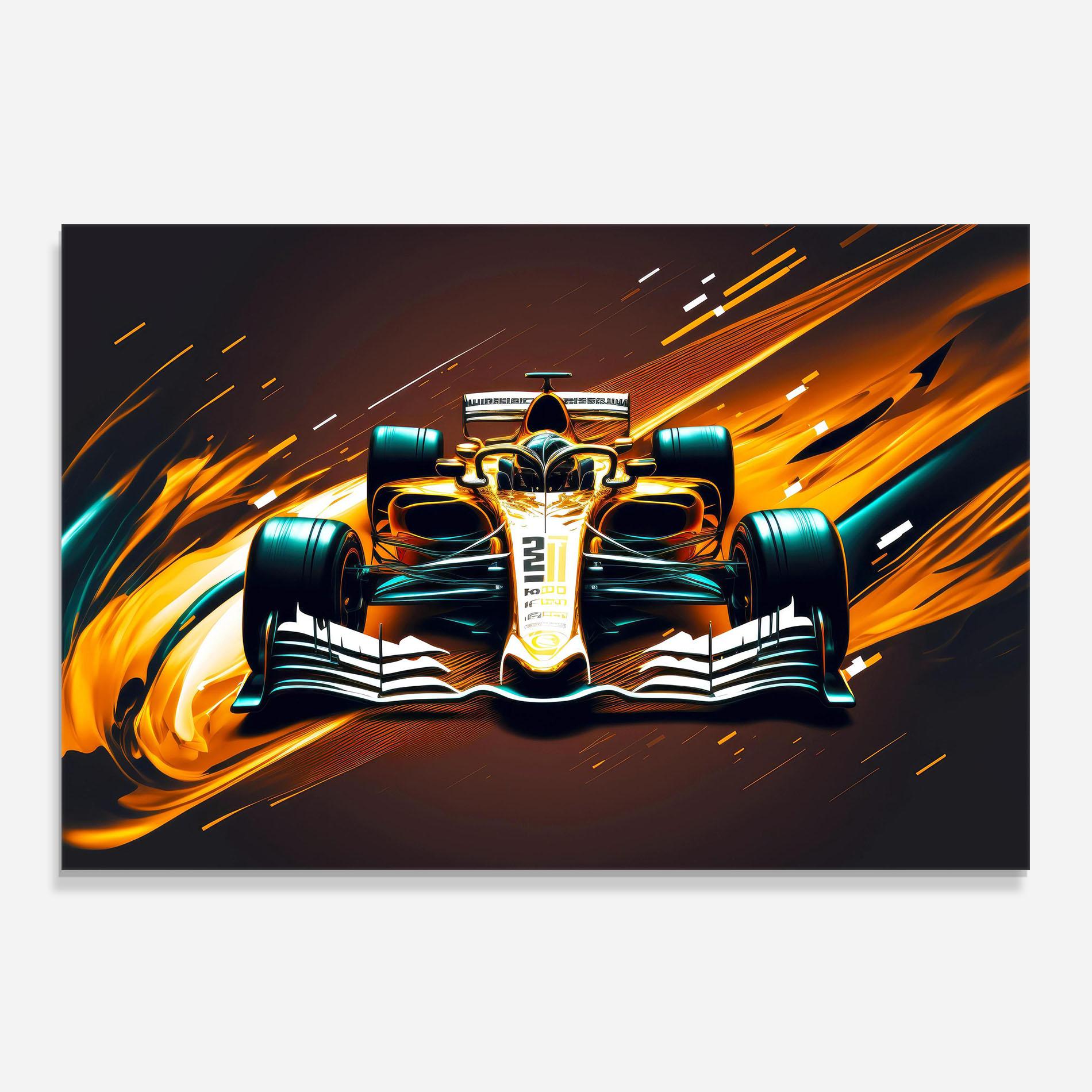 Стъклен панел за кухня Orange Racing Car mockup 0