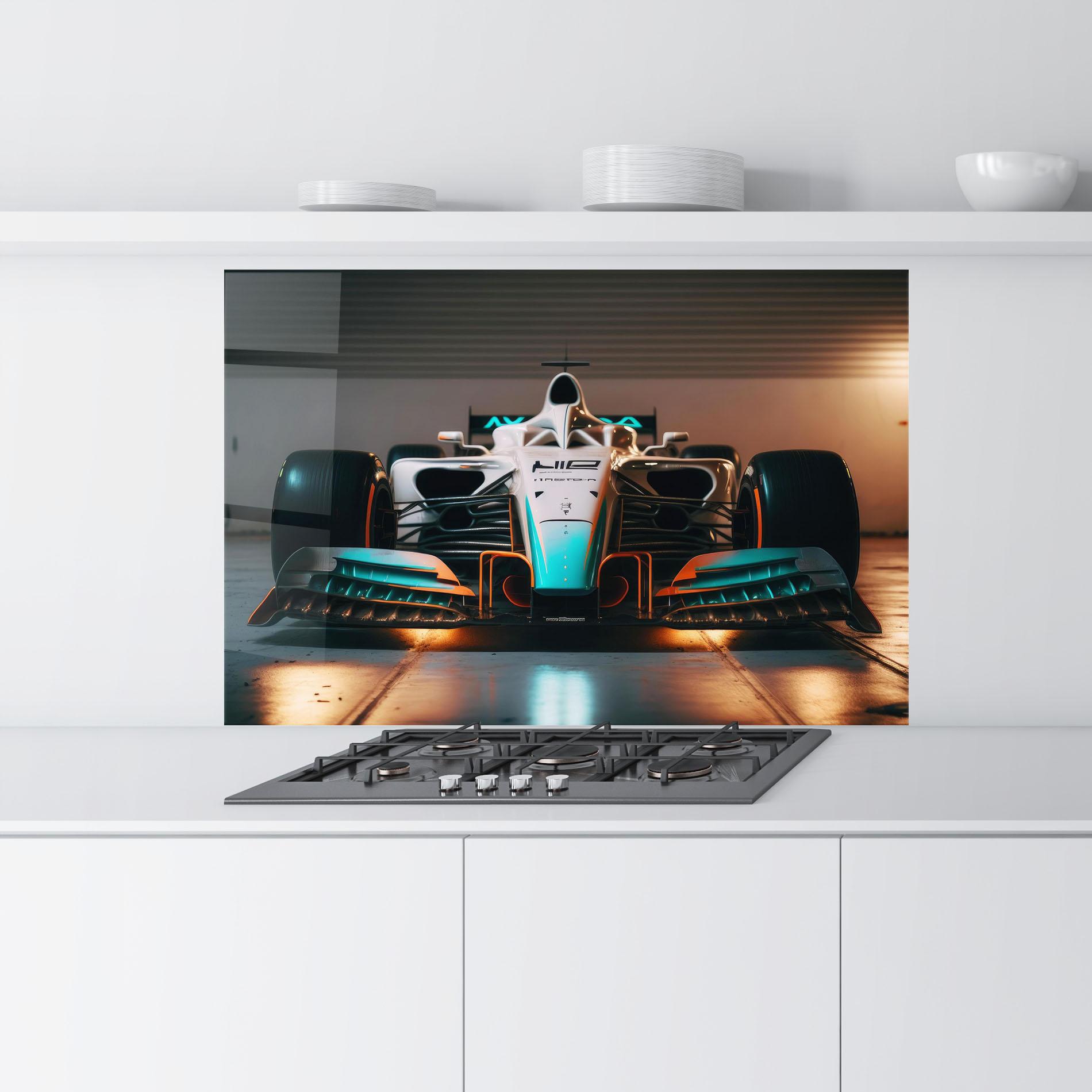 Стъклен панел за кухня Blue White F1 mockup 9