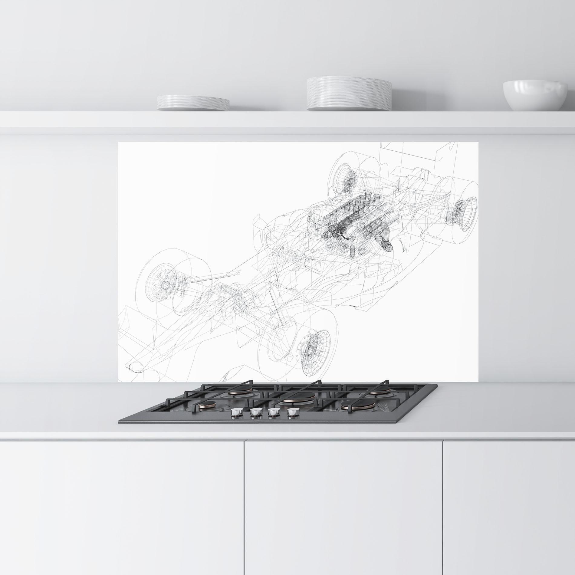 Стъклен панел за кухня F1 Line Car mockup 9