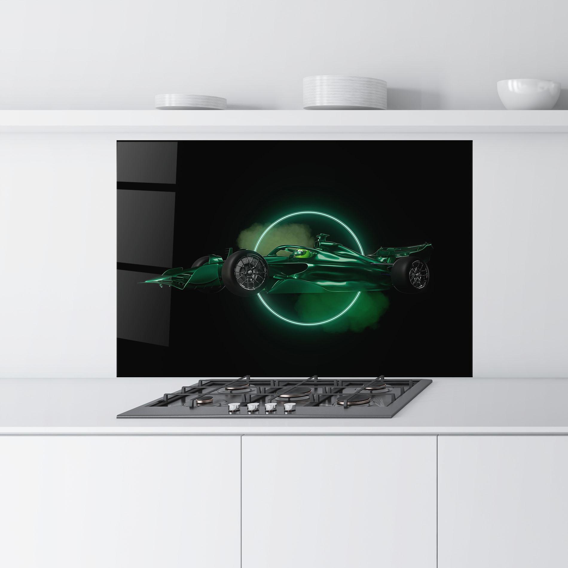 Стъклен панел за кухня Green Racing Car mockup 9