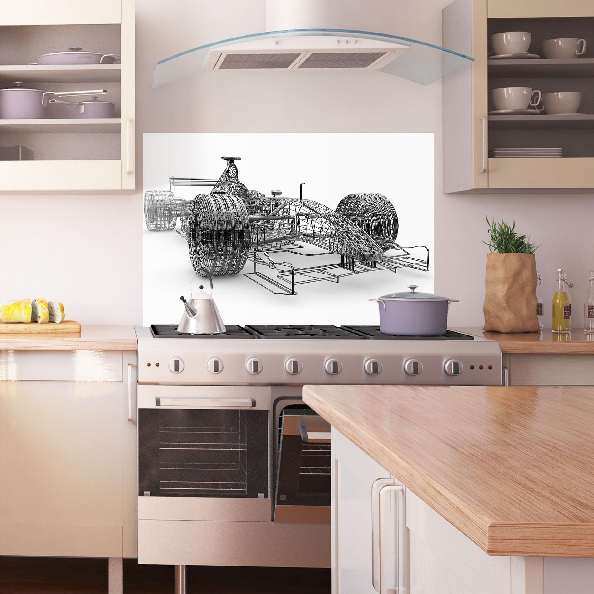 Стъклен панел за кухня Wireframe F1 Car mockup 1