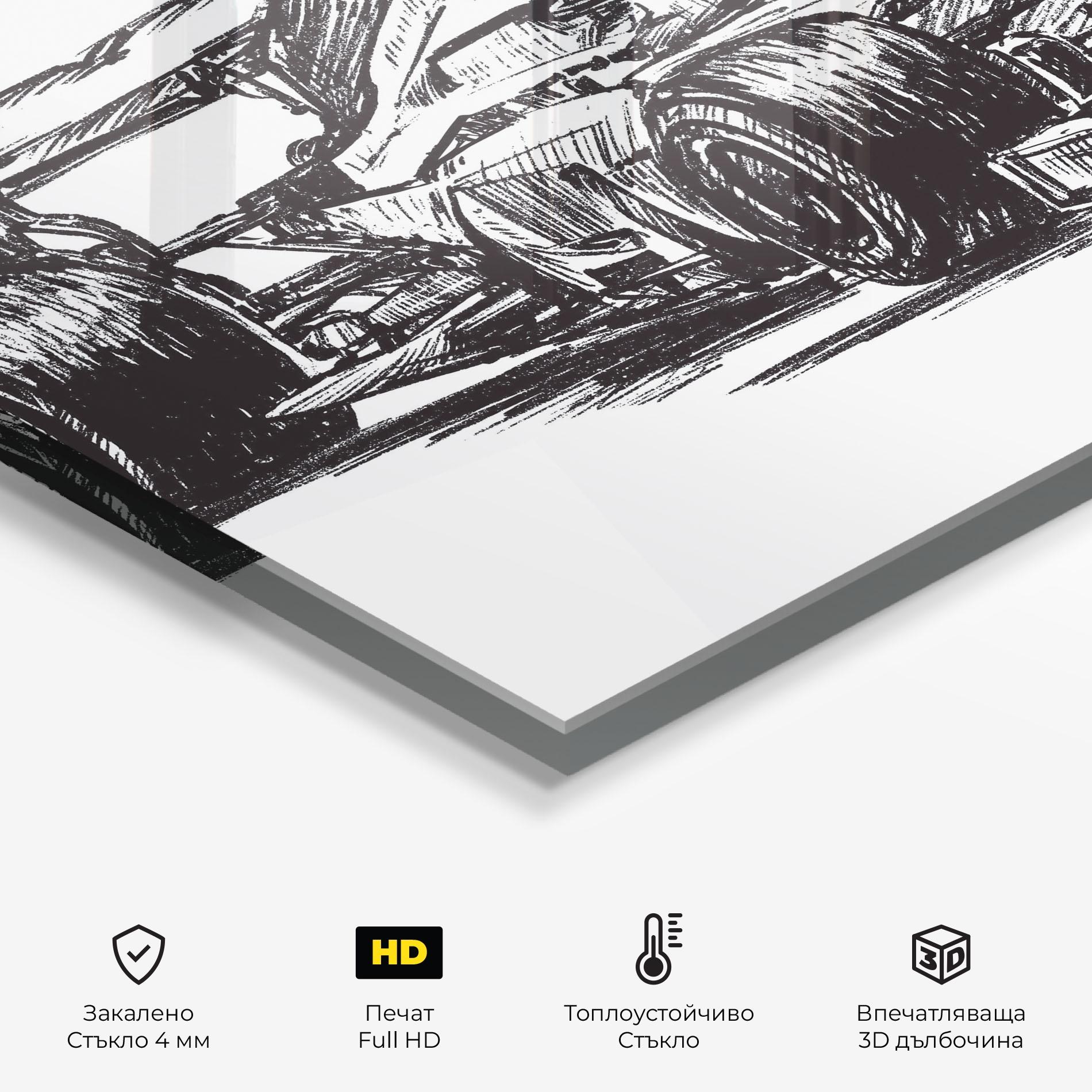 Стъклен панел за кухня Black Line F1 mockup 2