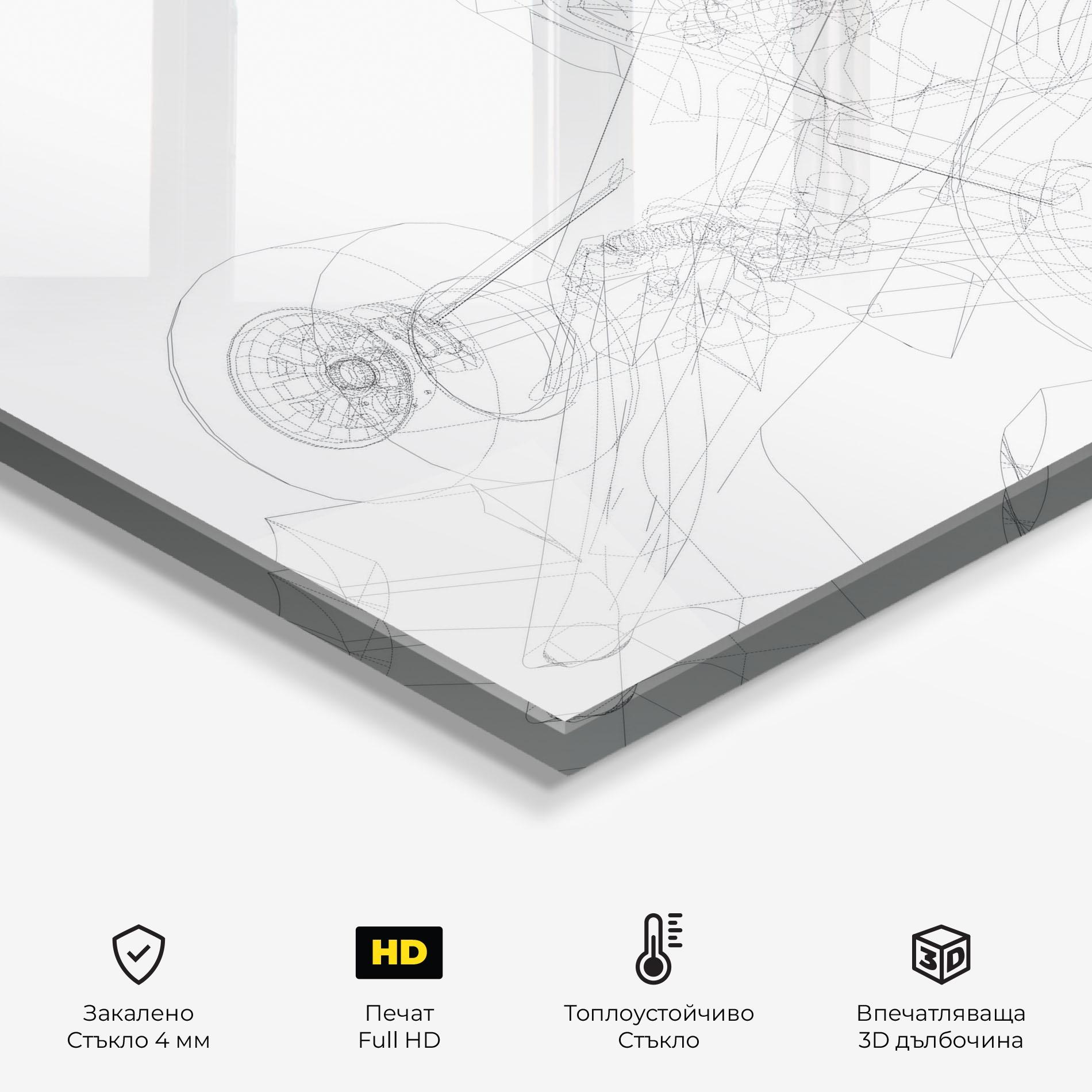 Стъклен панел за кухня F1 Line Car mockup 2