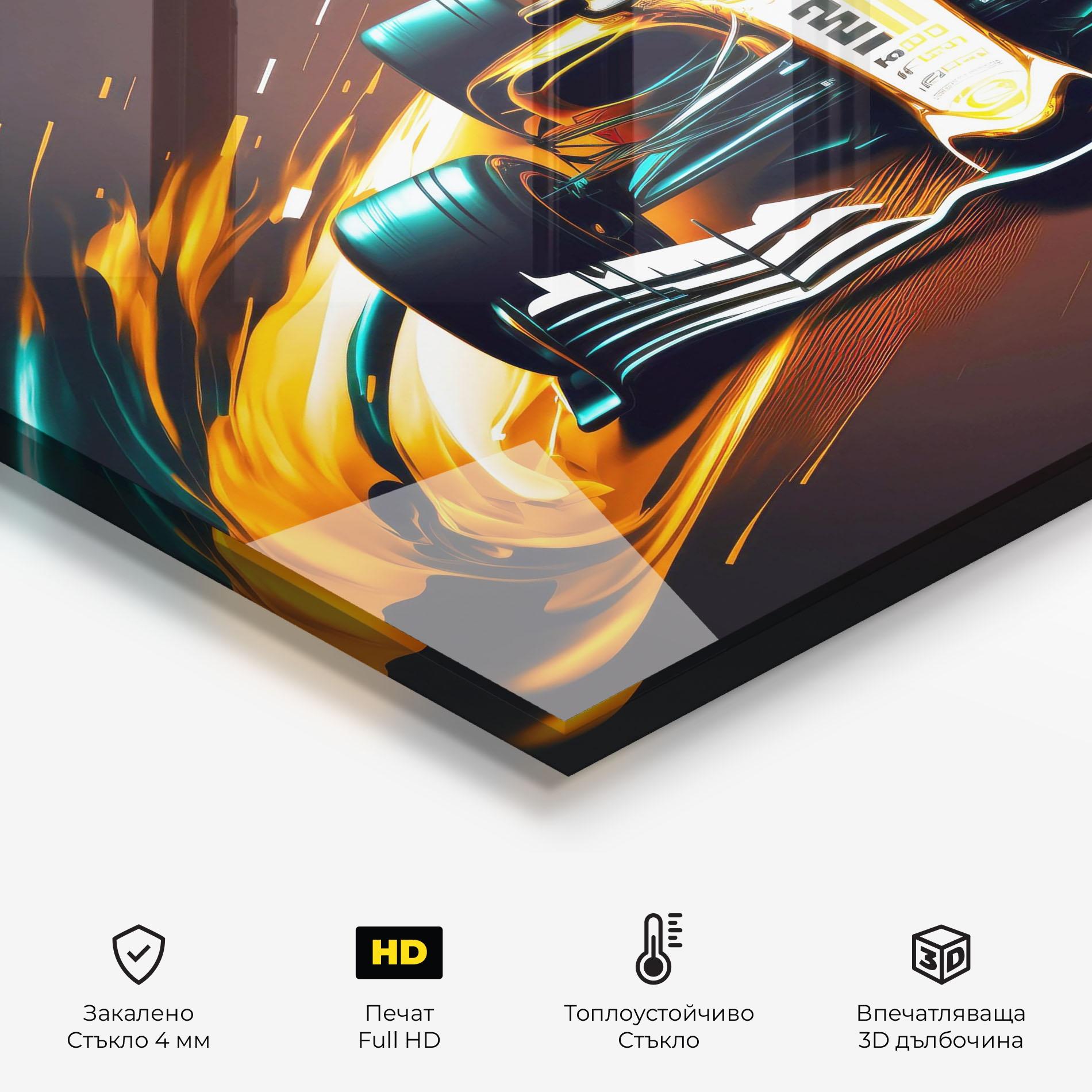 Стъклен панел за кухня Orange Racing Car mockup 2