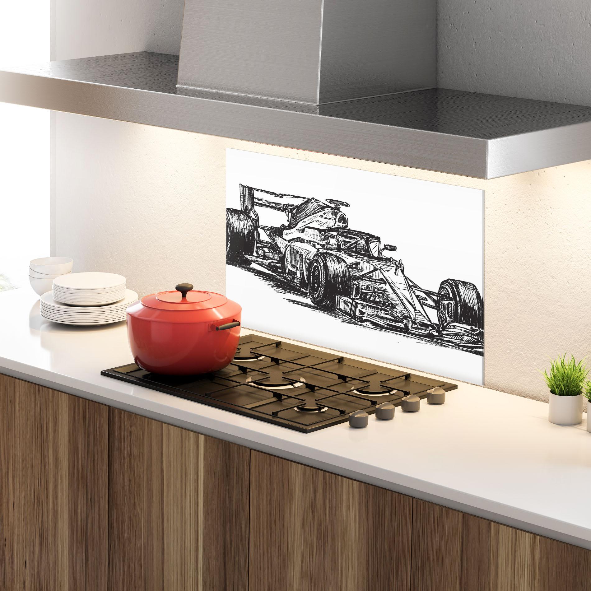 Стъклен панел за кухня Black Line F1 mockup 4