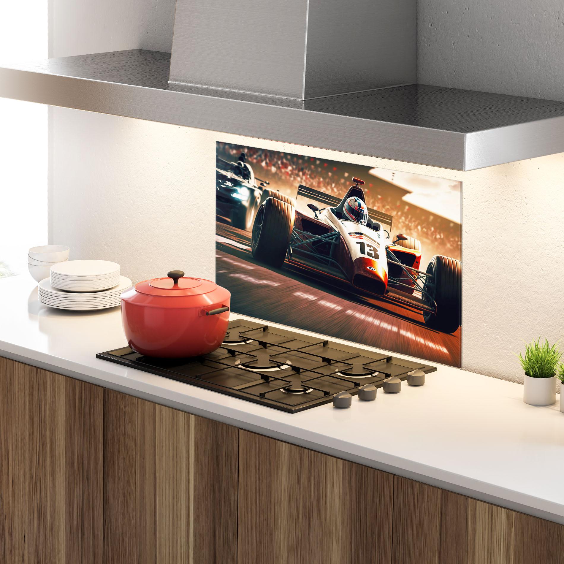 Стъклен панел за кухня Formula 1 Racing mockup 4