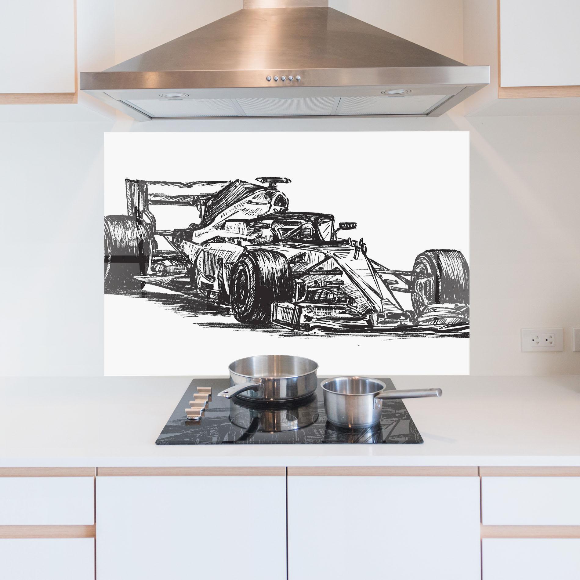 Стъклен панел за кухня Black Line F1 mockup 5