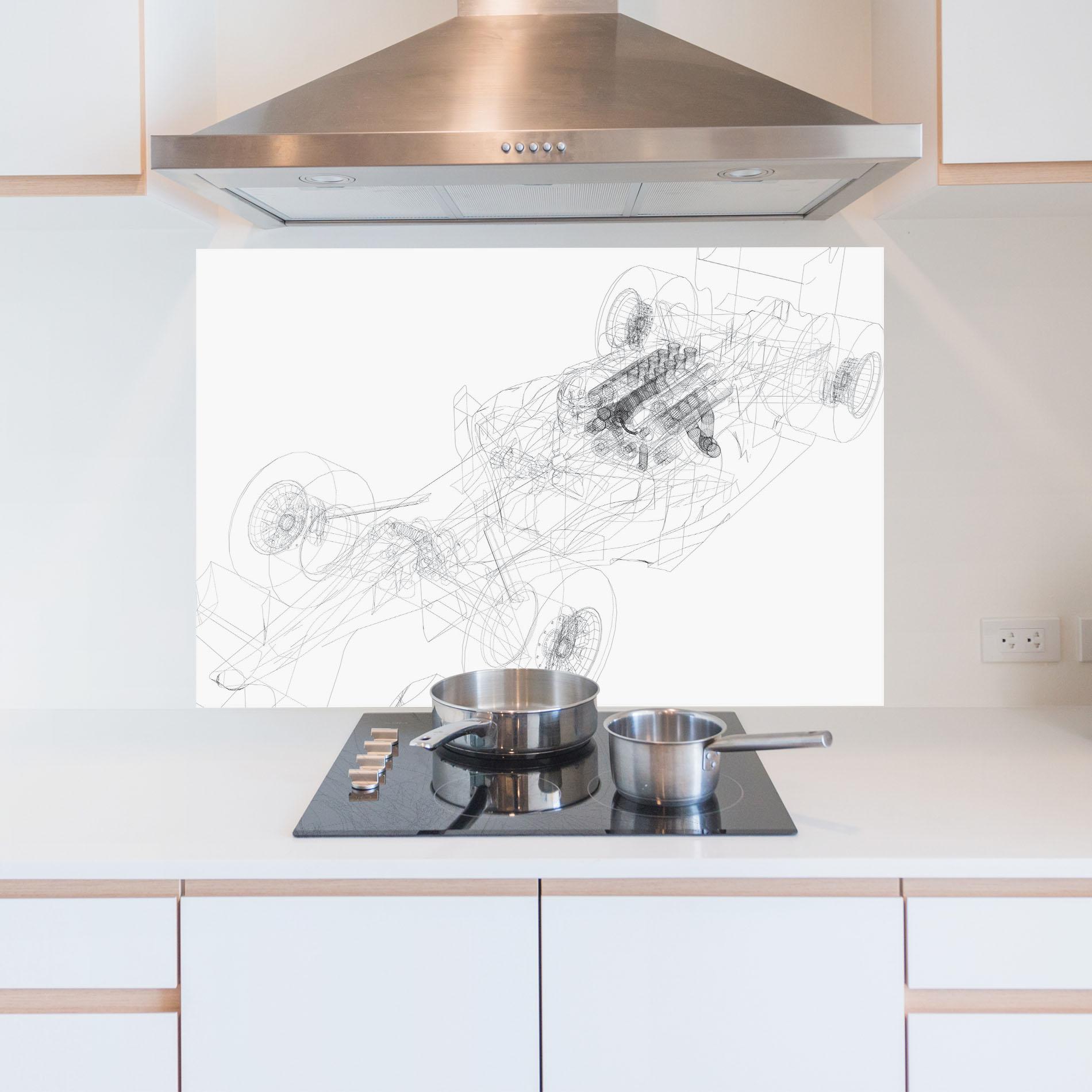 Стъклен панел за кухня F1 Line Car mockup 5