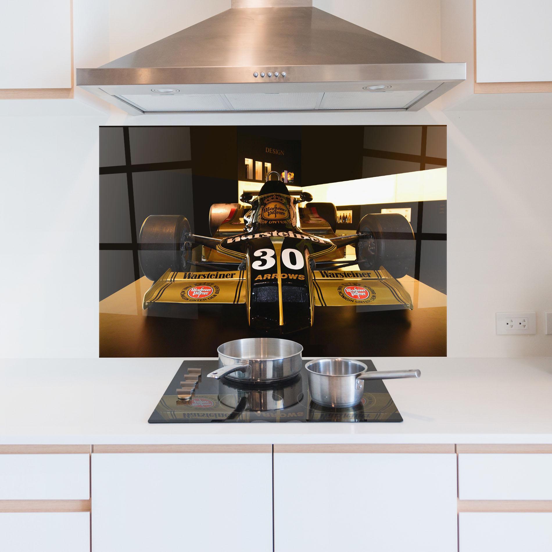 Стъклен панел за кухня Formula 1 Car Color mockup 5
