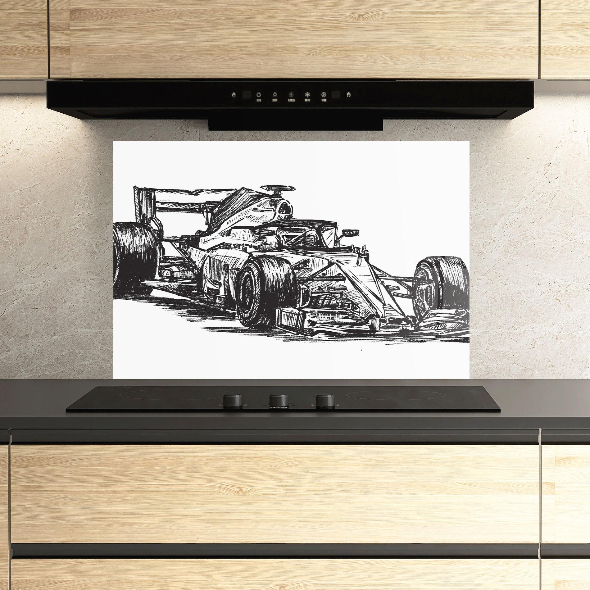 Стъклен панел за кухня Black Line F1 mockup 3