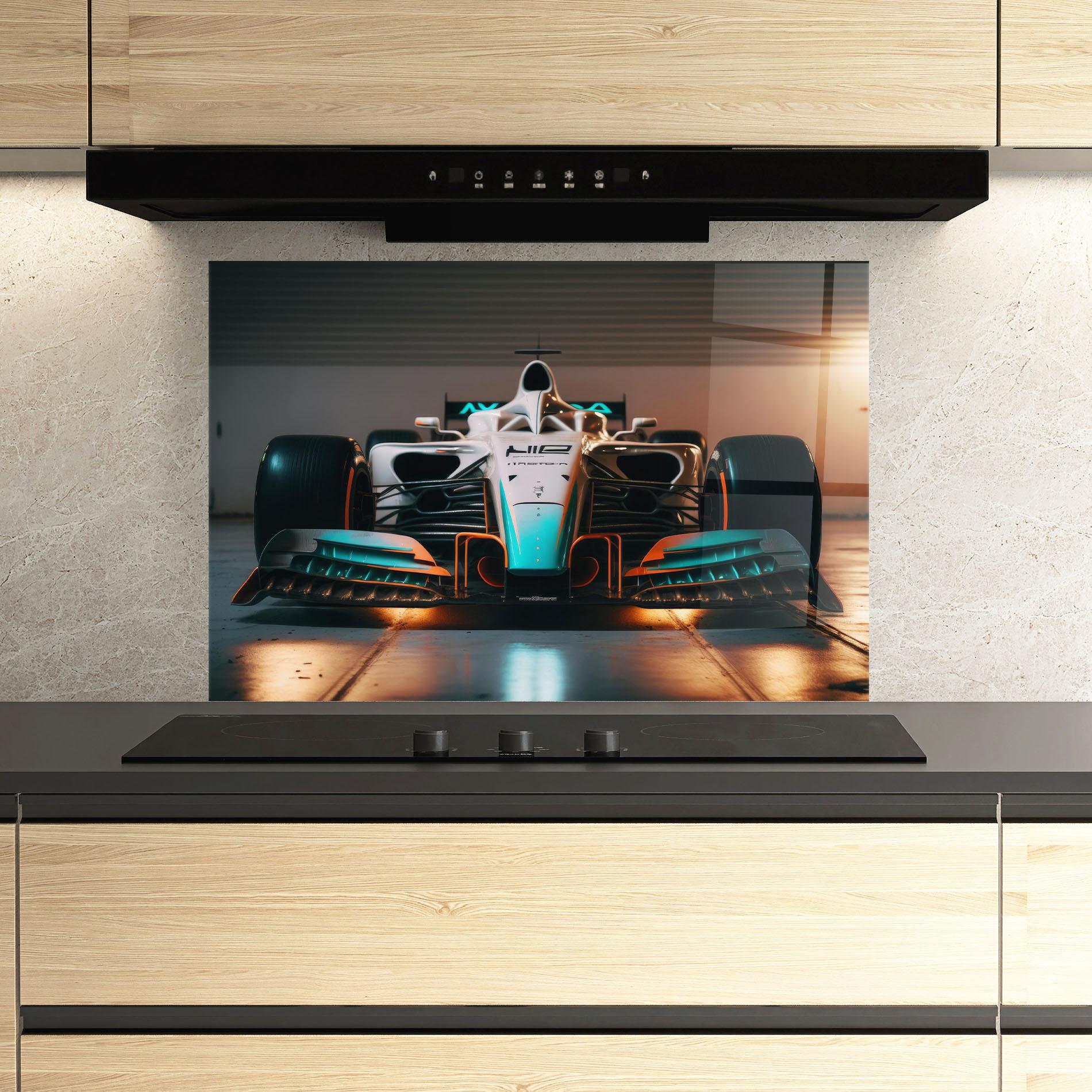 Стъклен панел за кухня Blue White F1 mockup 3