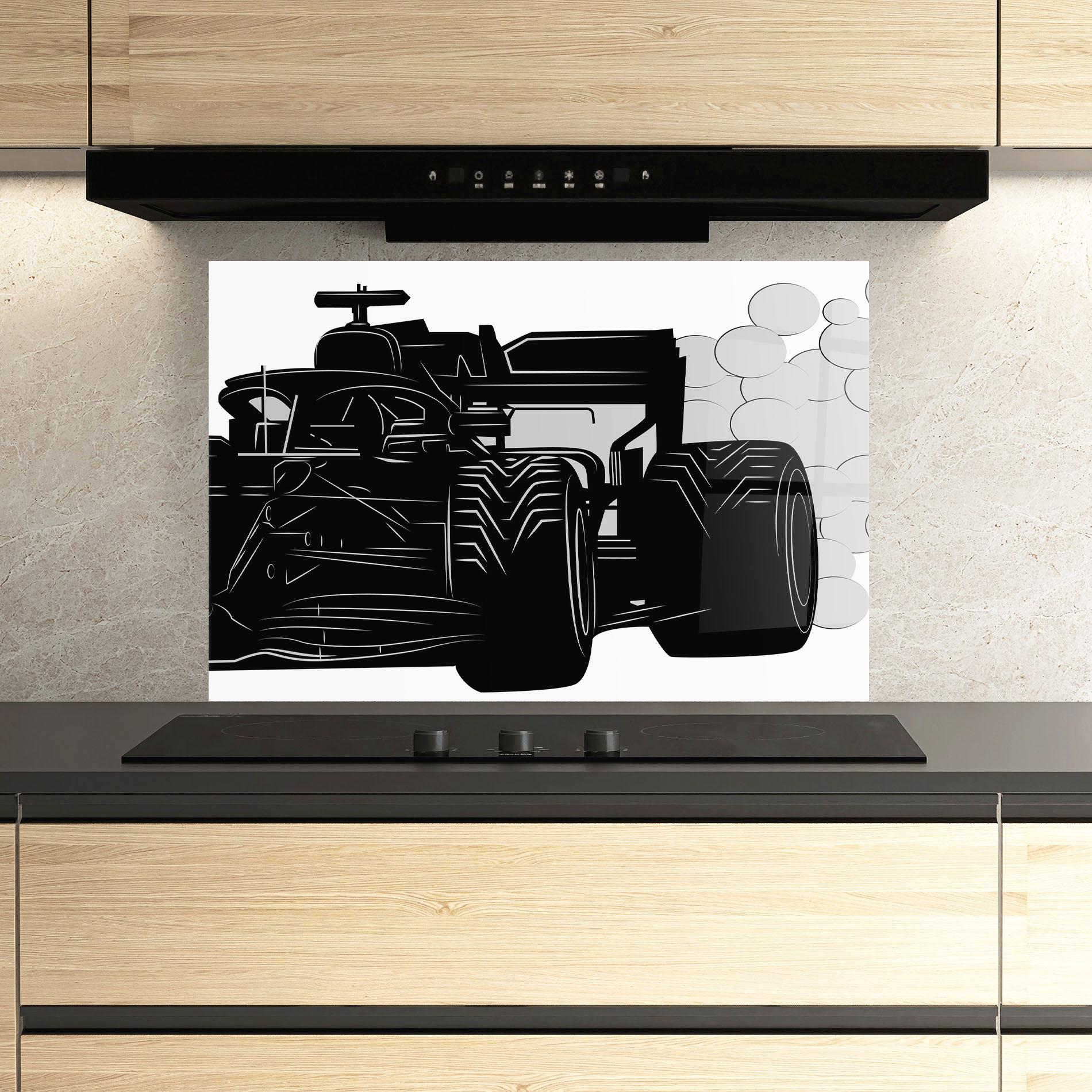 Стъклен панел за кухня Car F1 Smoke mockup 3