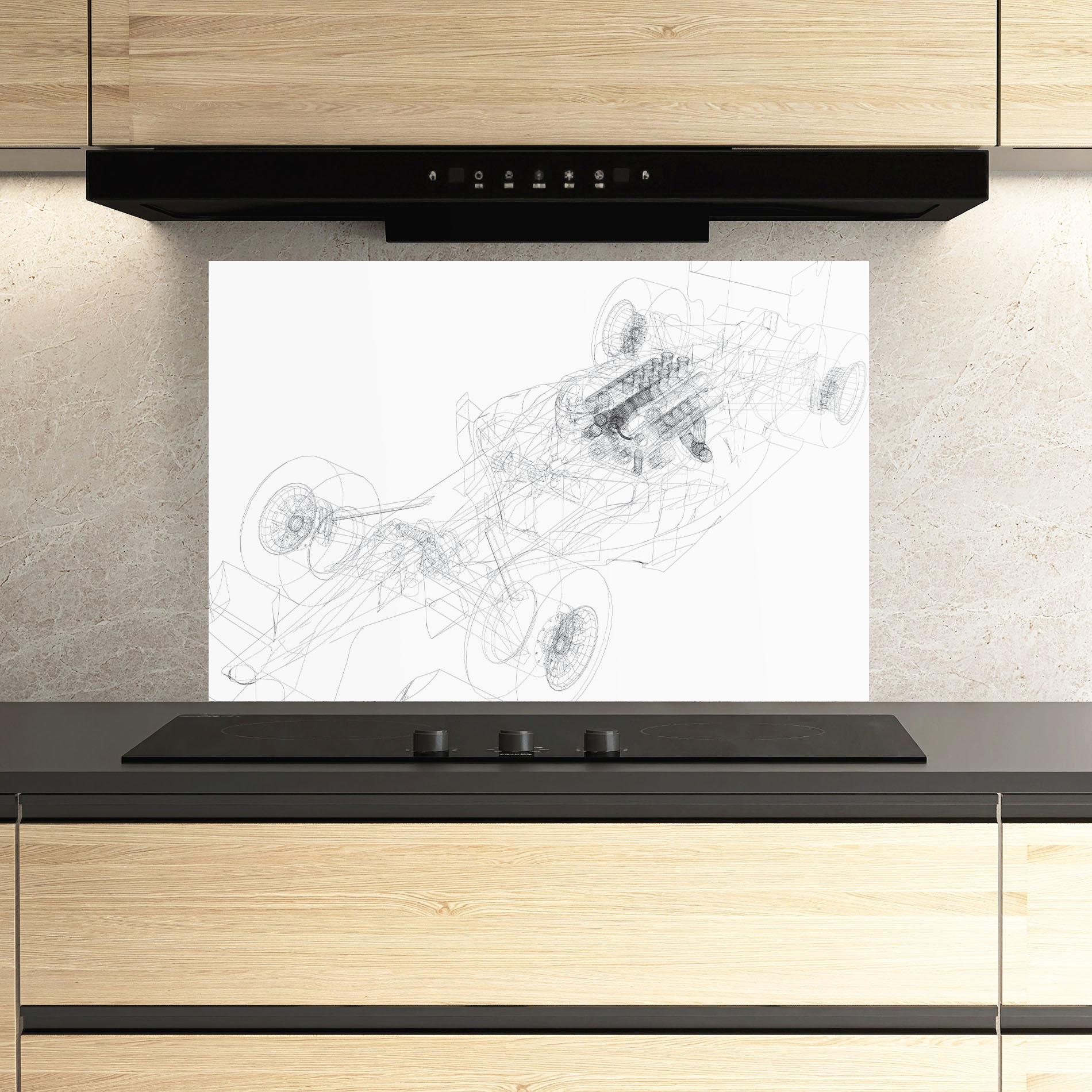 Стъклен панел за кухня F1 Line Car mockup 3