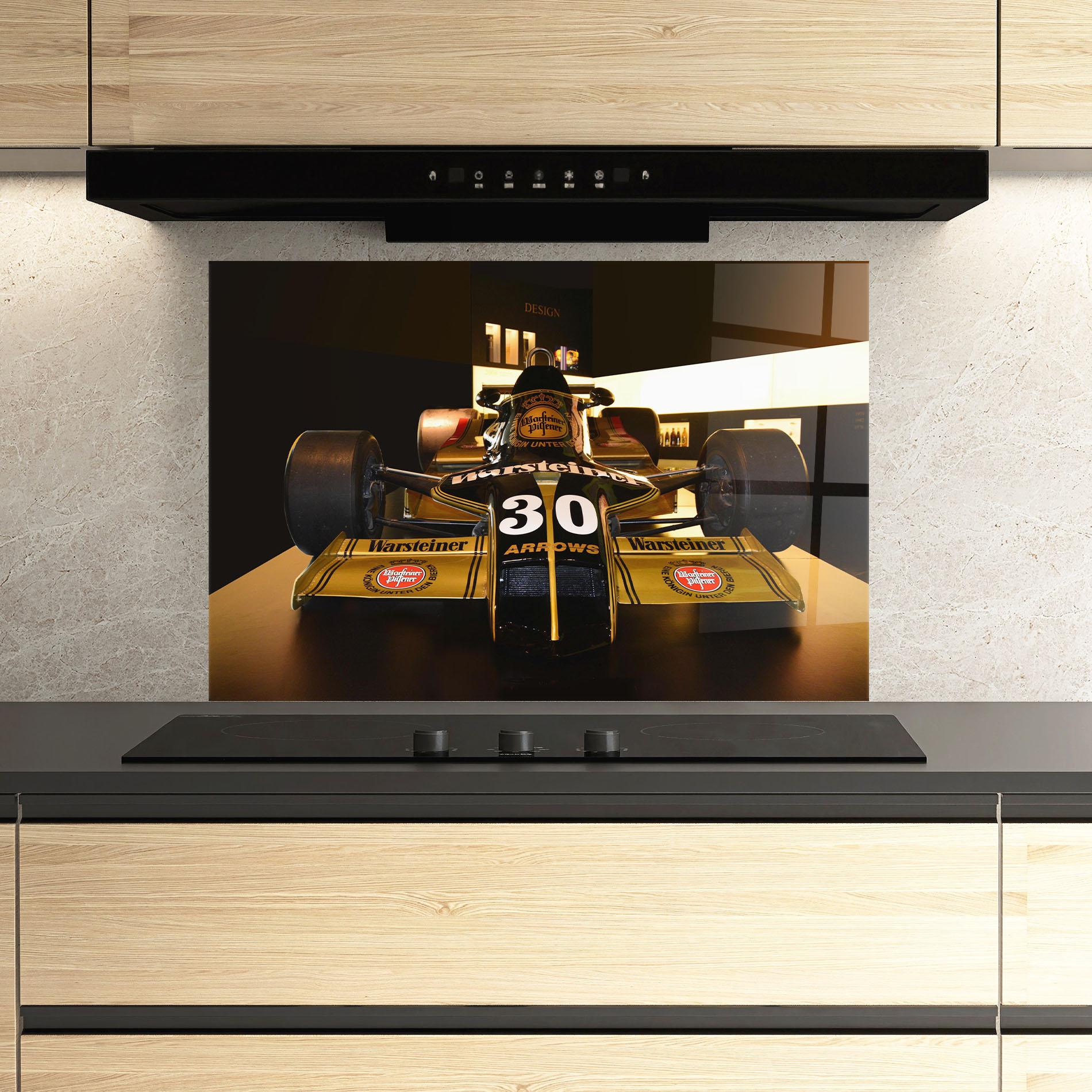 Стъклен панел за кухня Formula 1 Car Color mockup 3