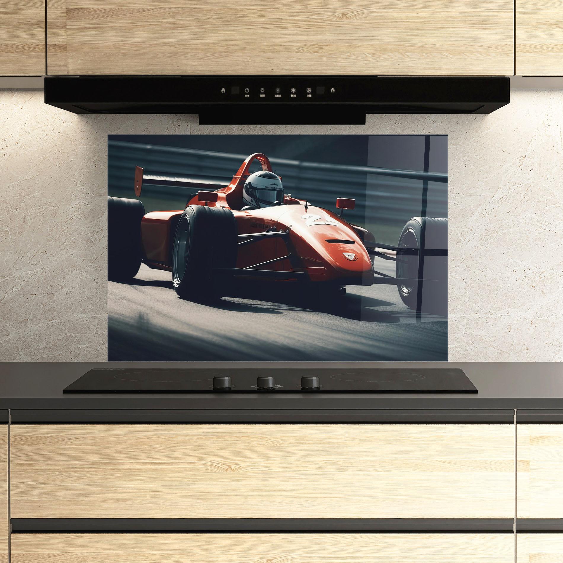 Стъклен панел за кухня Orange Car F1 mockup 3