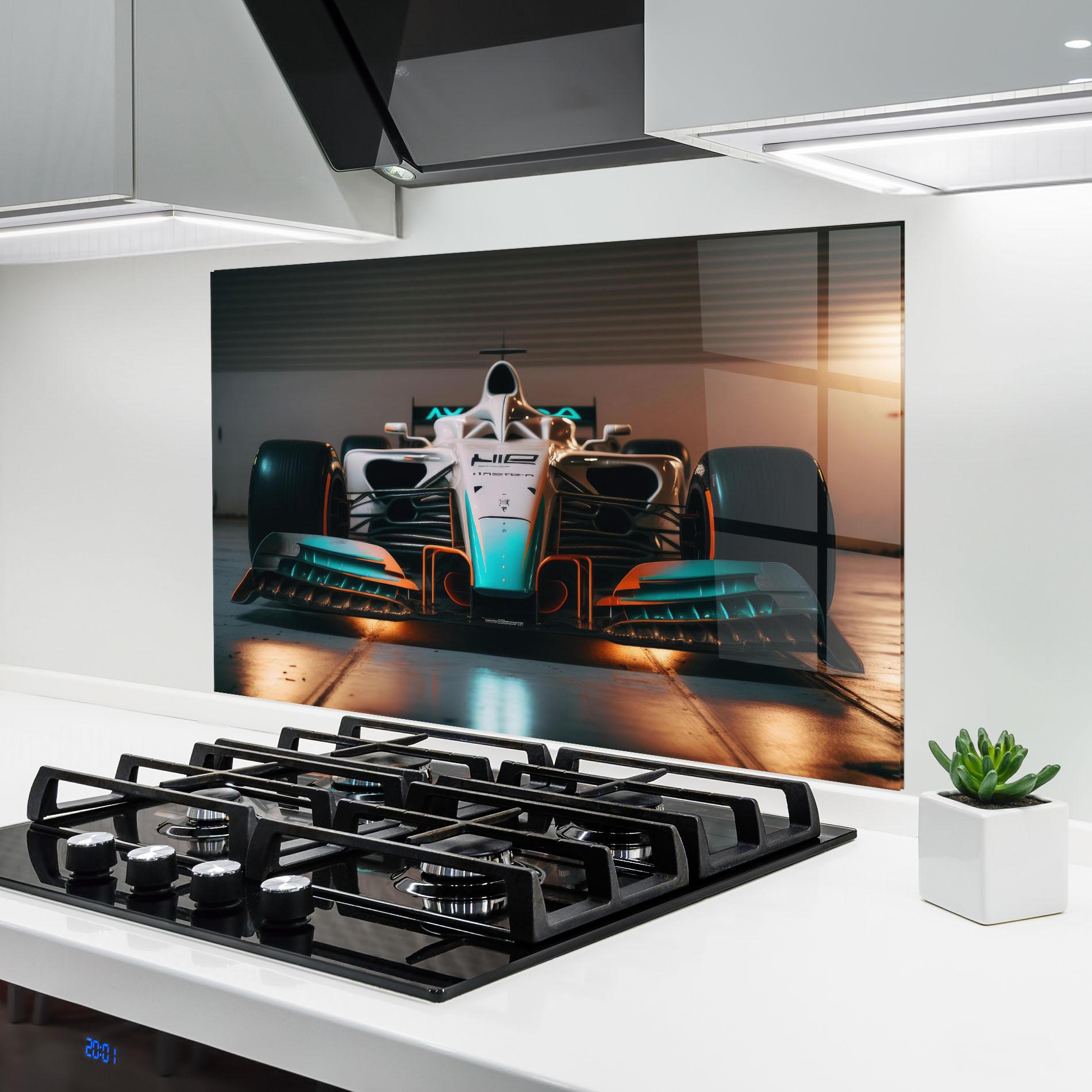 Стъклен панел за кухня Blue White F1 mockup 6