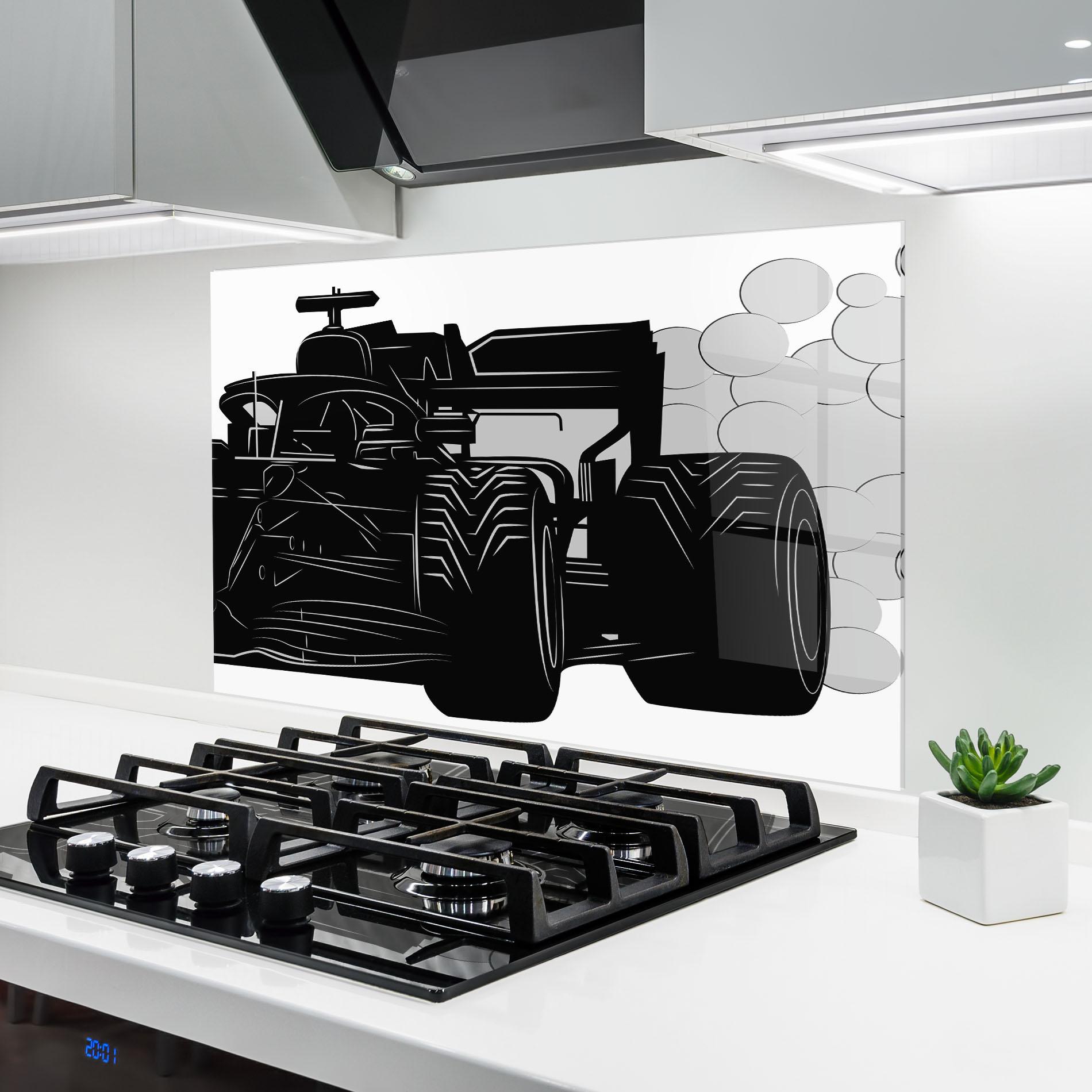 Стъклен панел за кухня Car F1 Smoke mockup 6