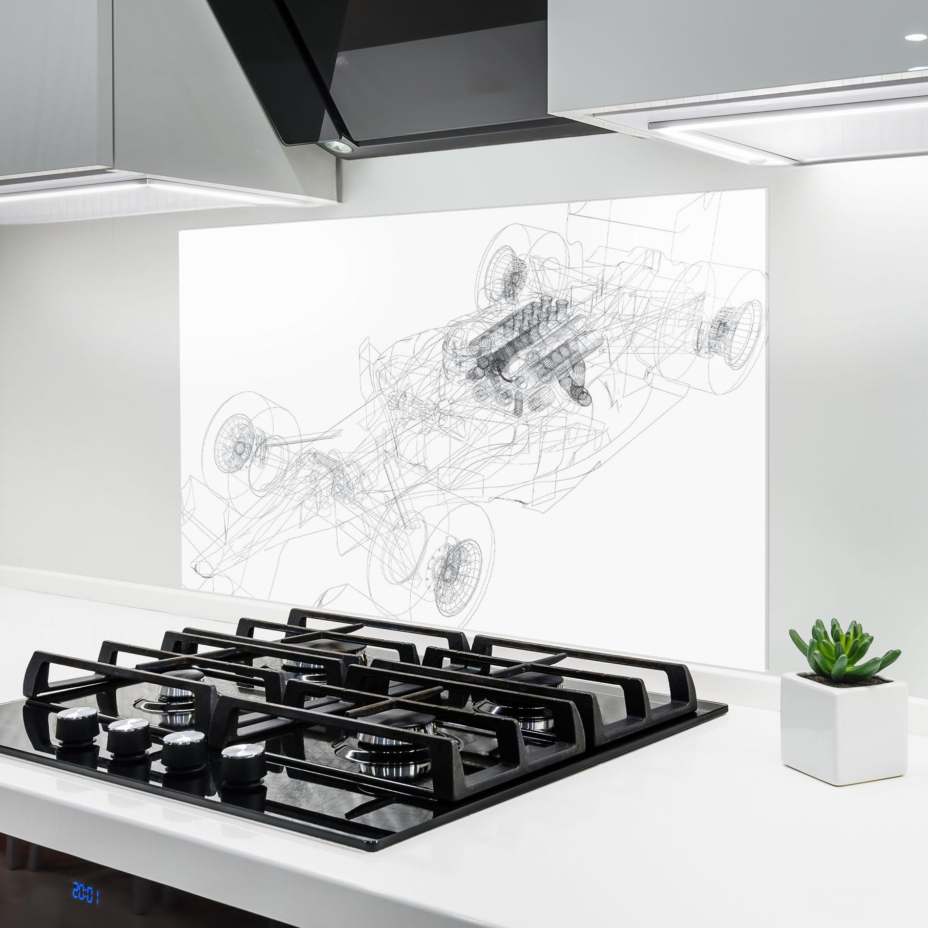 Стъклен панел за кухня F1 Line Car mockup 6