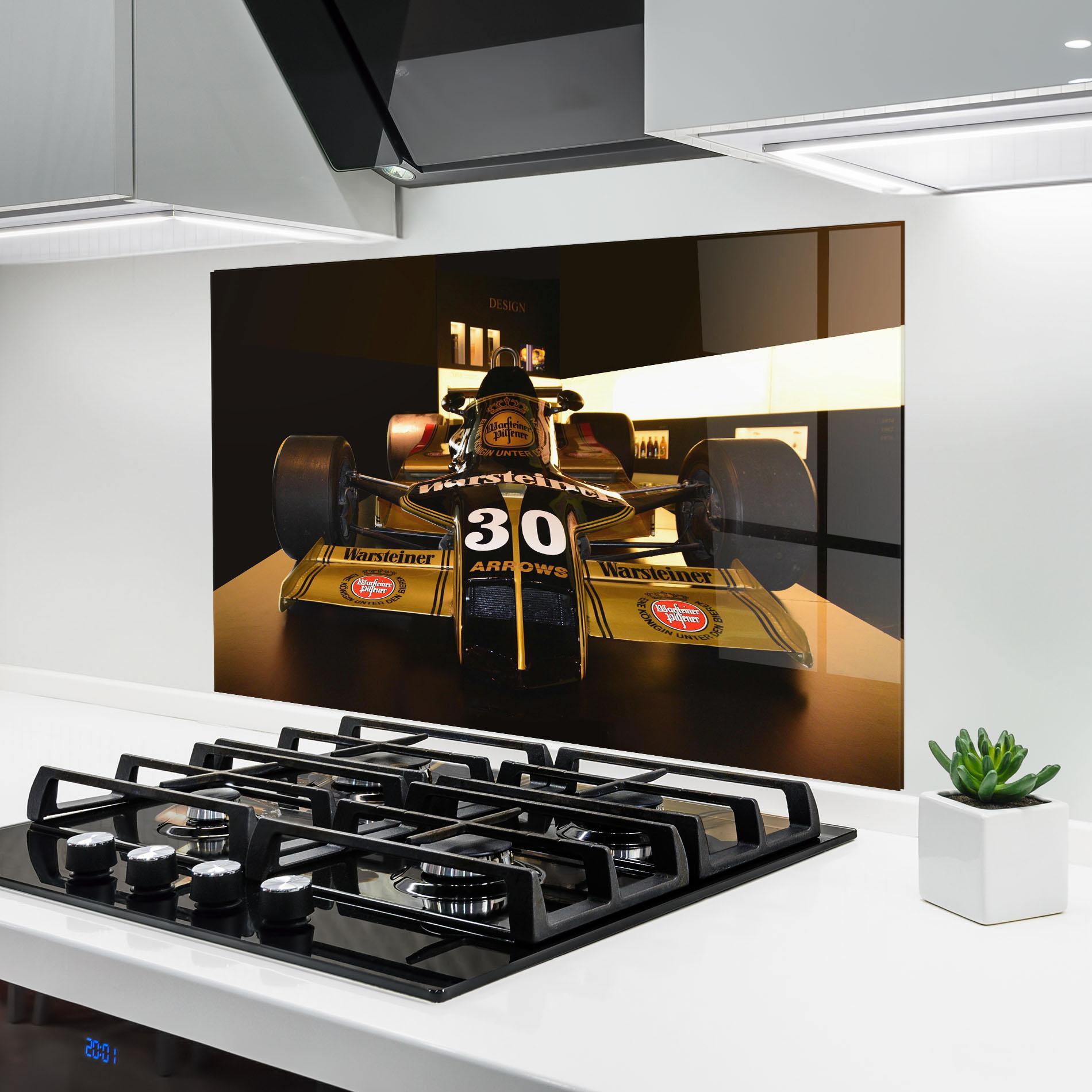 Стъклен панел за кухня Formula 1 Car Color mockup 6