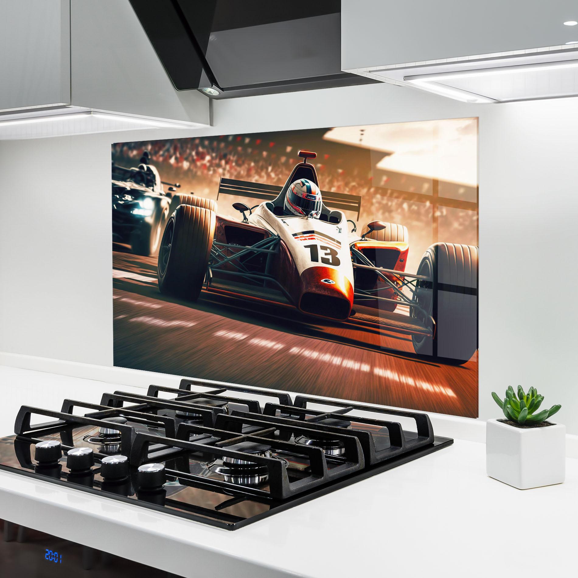 Стъклен панел за кухня Formula 1 Racing mockup 6