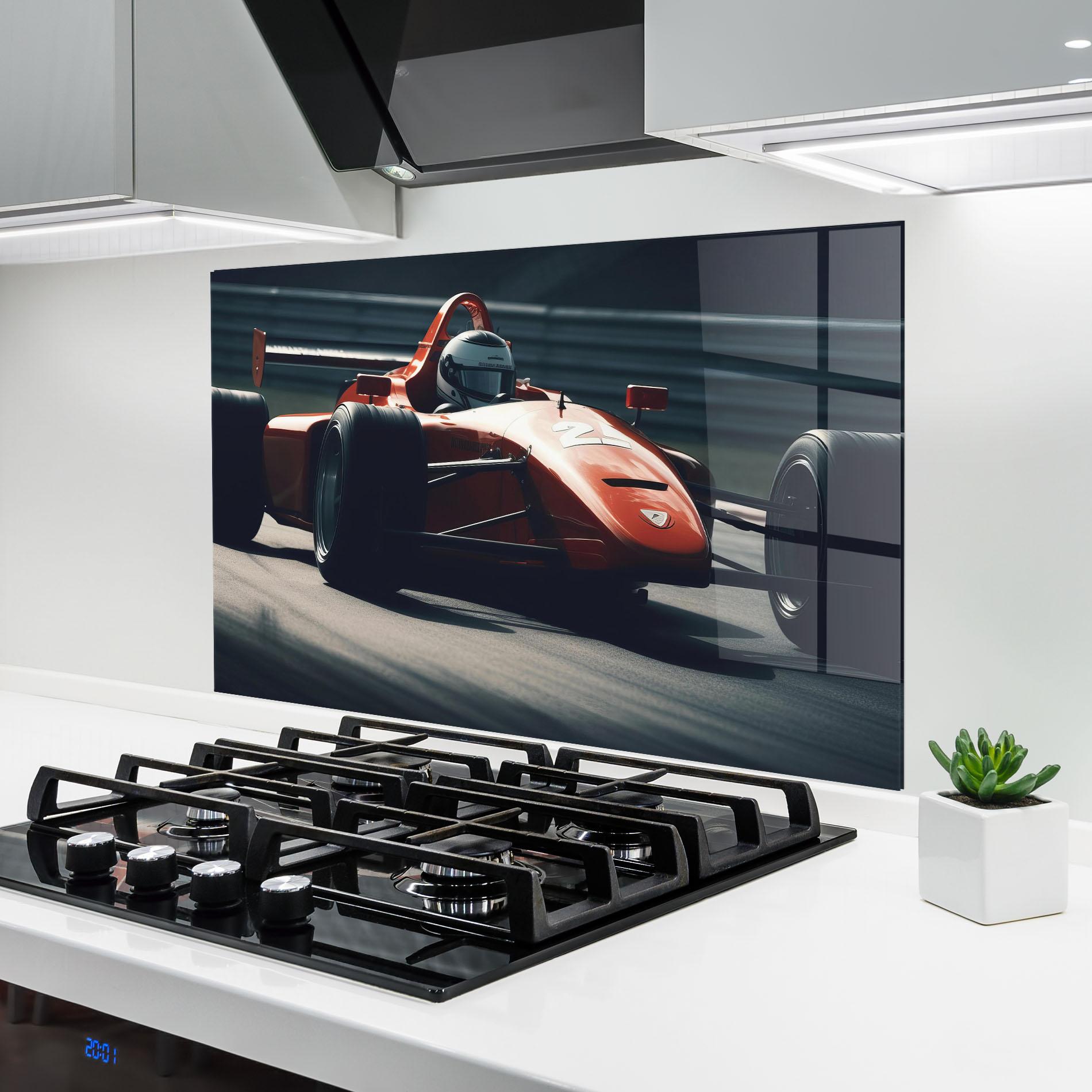 Стъклен панел за кухня Orange Car F1 mockup 6