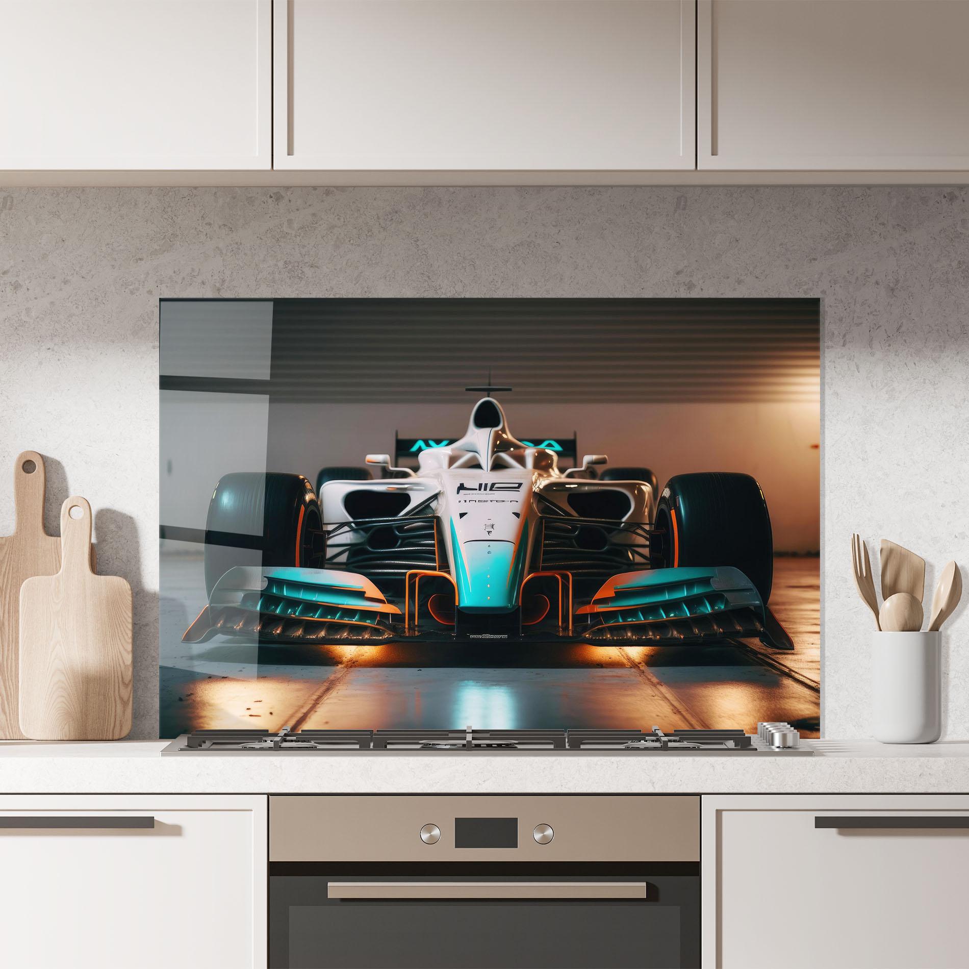 Стъклен панел за кухня Blue White F1 mockup 7