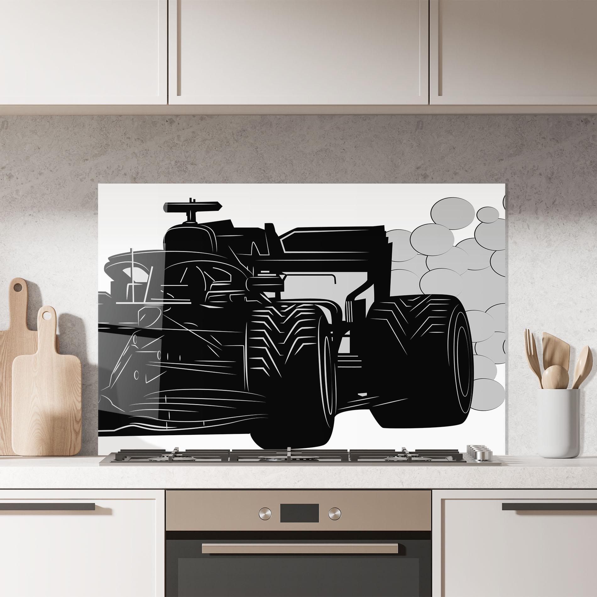 Стъклен панел за кухня Car F1 Smoke mockup 7