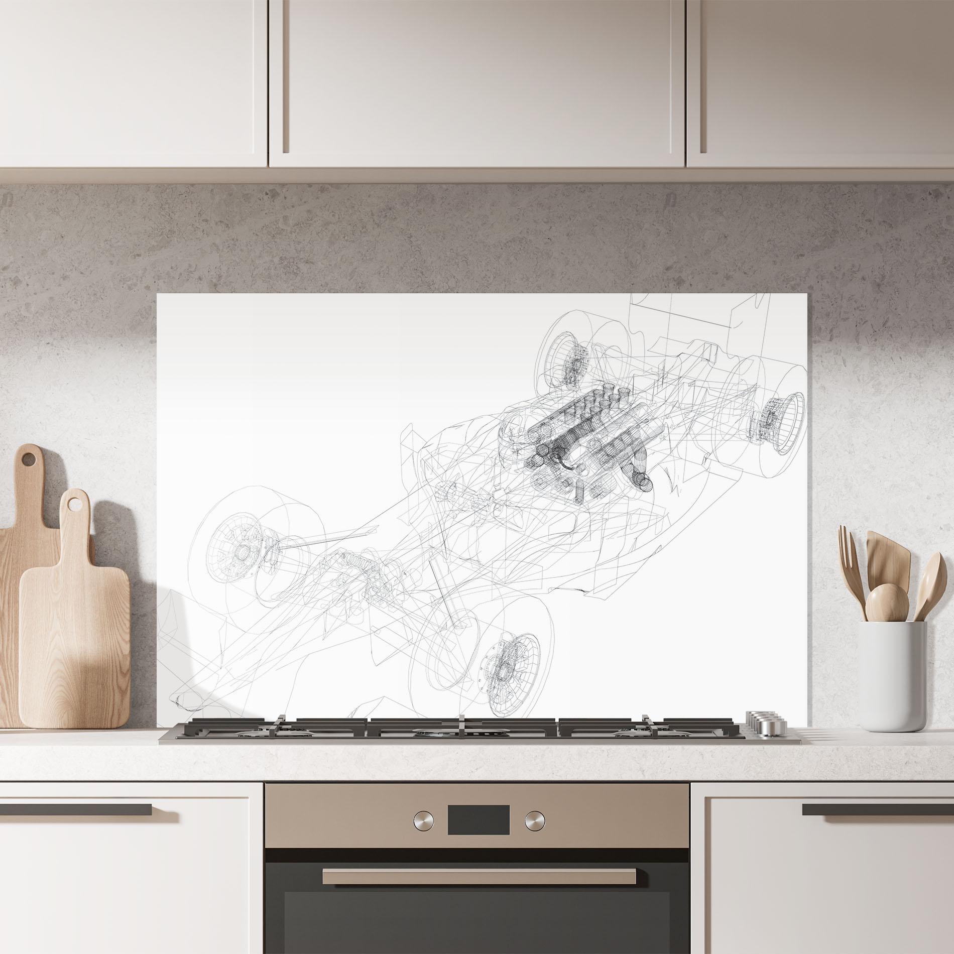 Стъклен панел за кухня F1 Line Car mockup 7