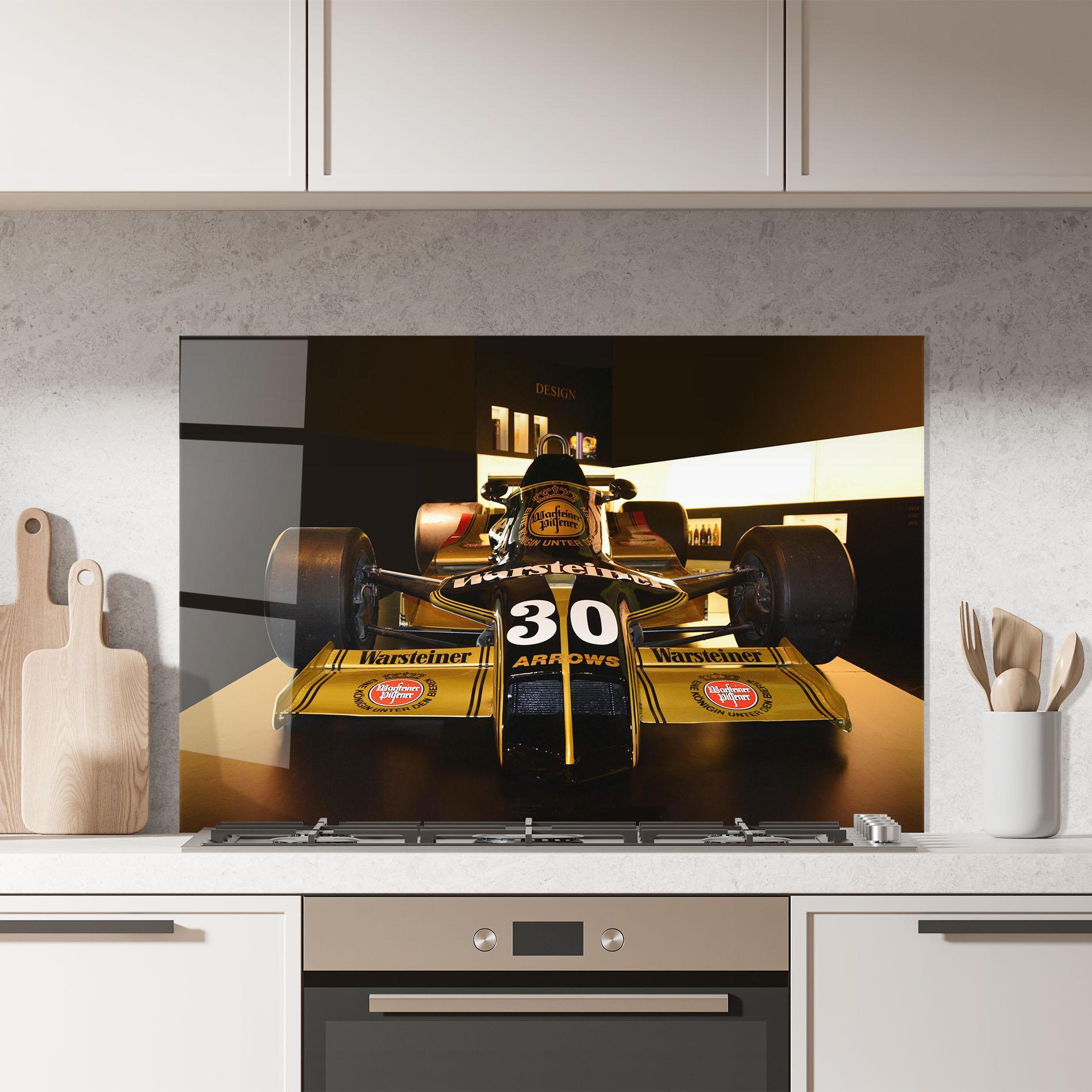 Стъклен панел за кухня Formula 1 Car Color mockup 7