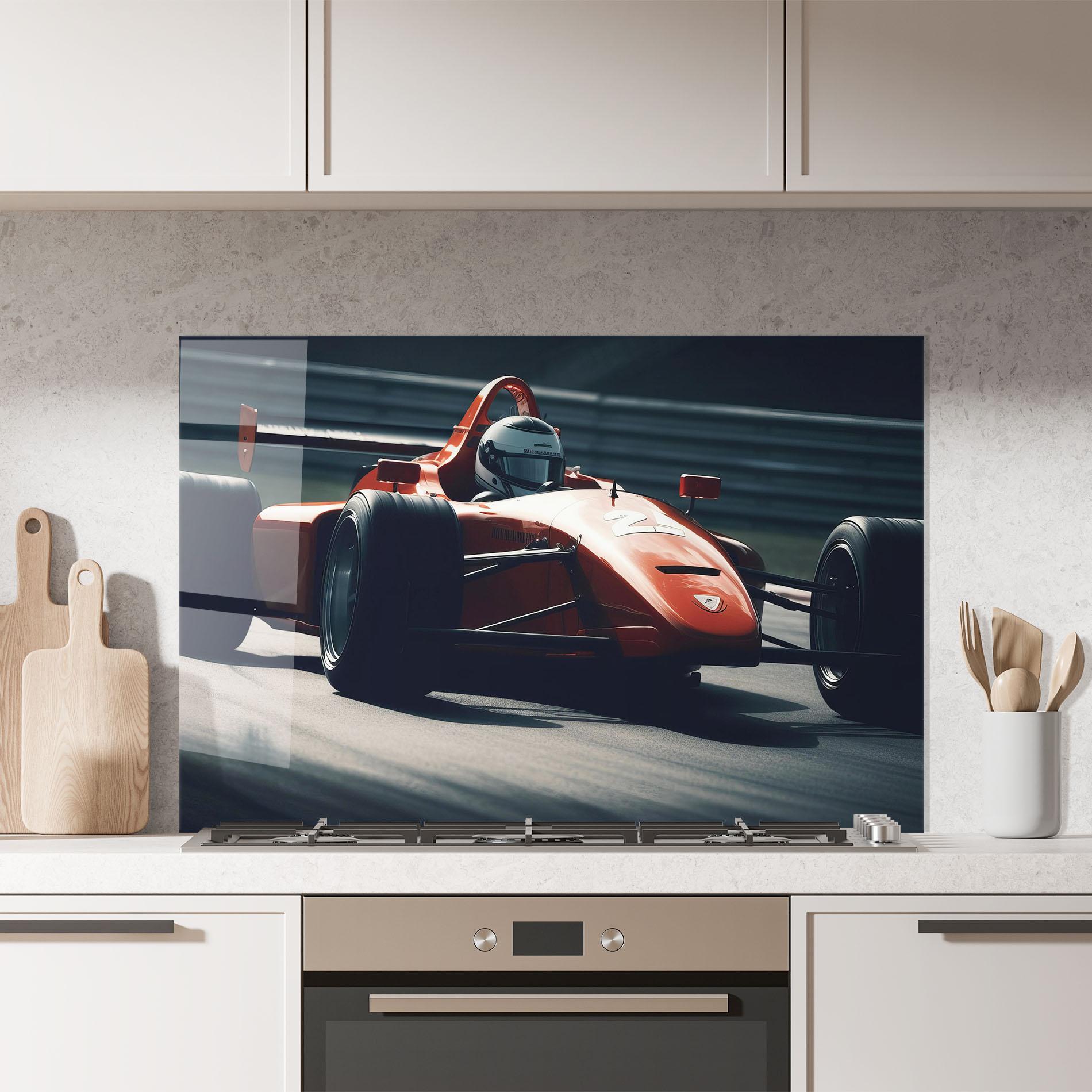 Стъклен панел за кухня Orange Car F1 mockup 7