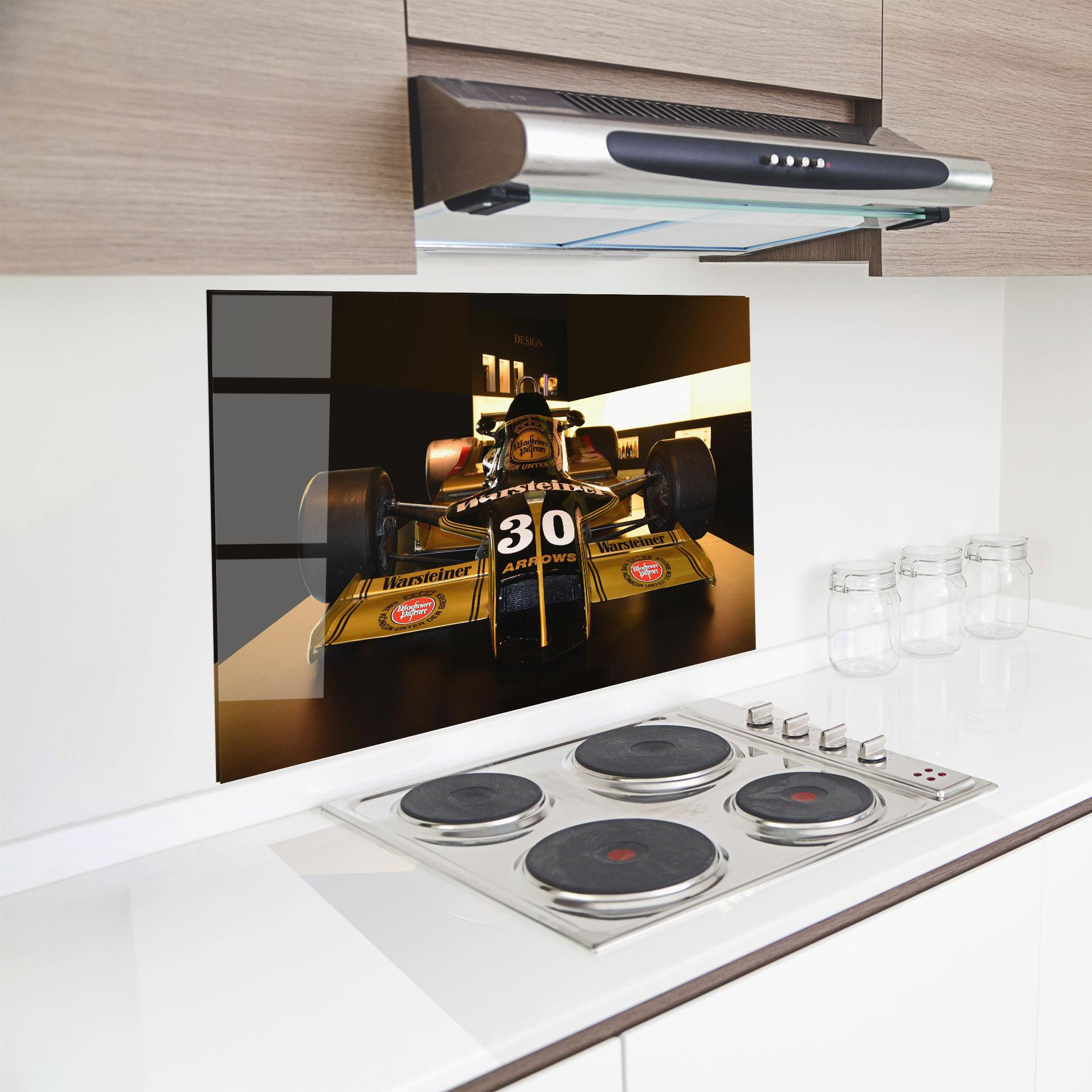 Стъклен панел за кухня Formula 1 Car Color mockup 8