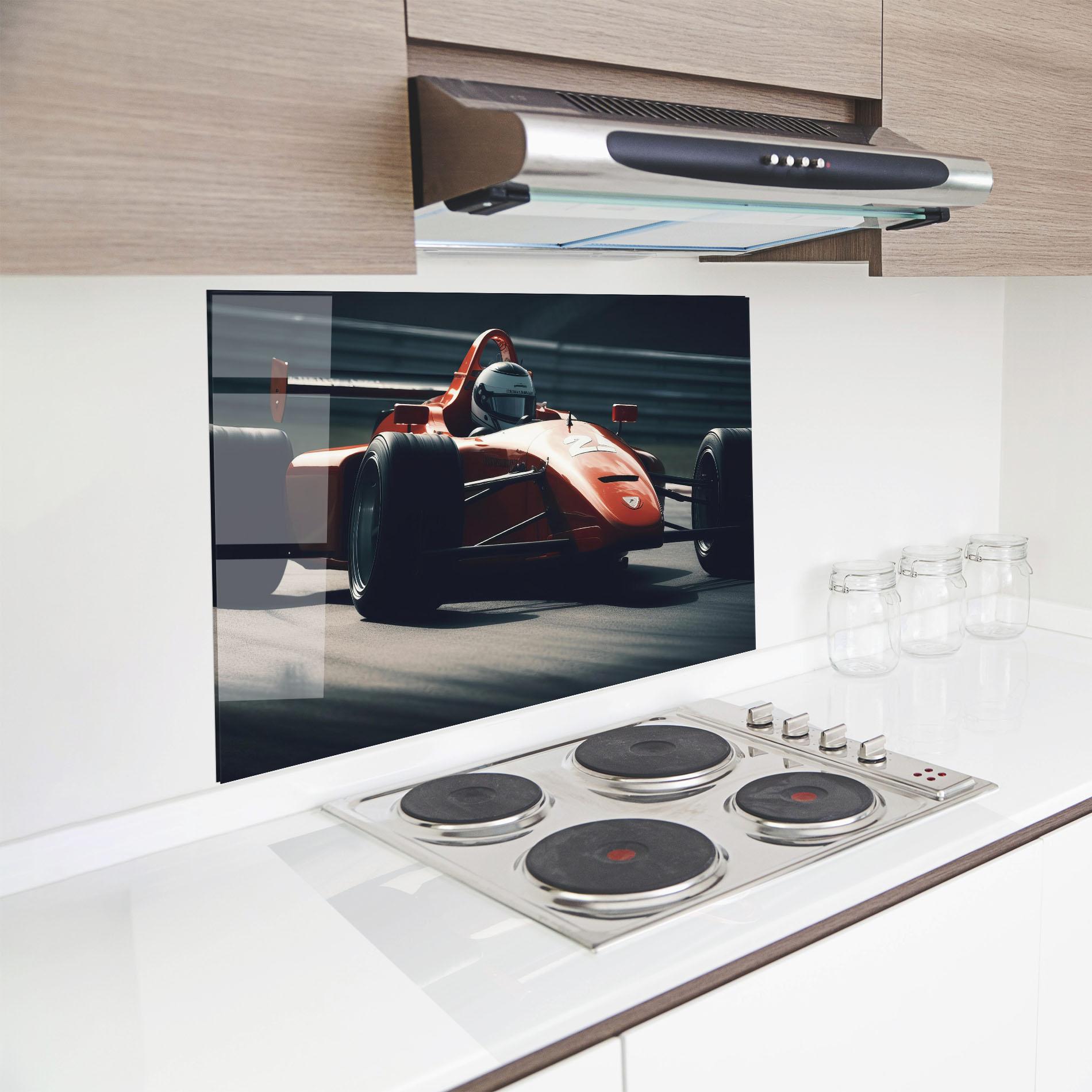 Стъклен панел за кухня Orange Car F1 mockup 8