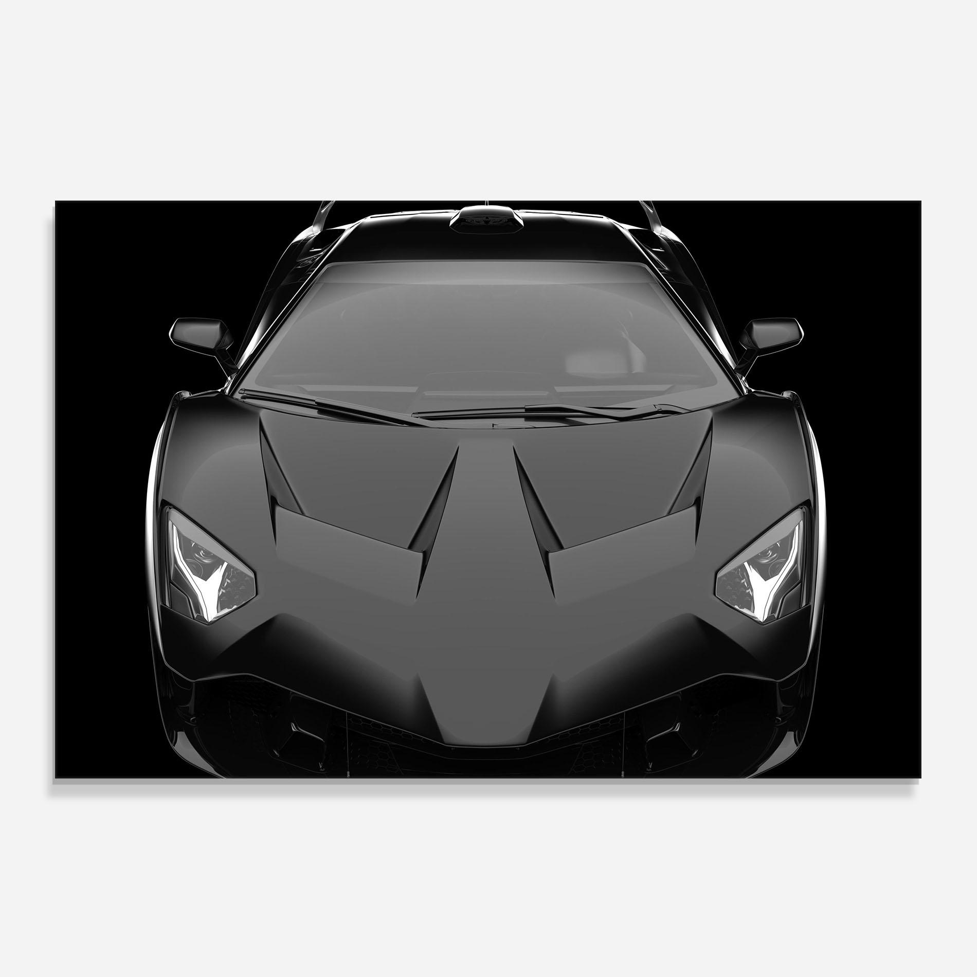 Стъклен панел за кухня Black Matte Lambo mockup 0