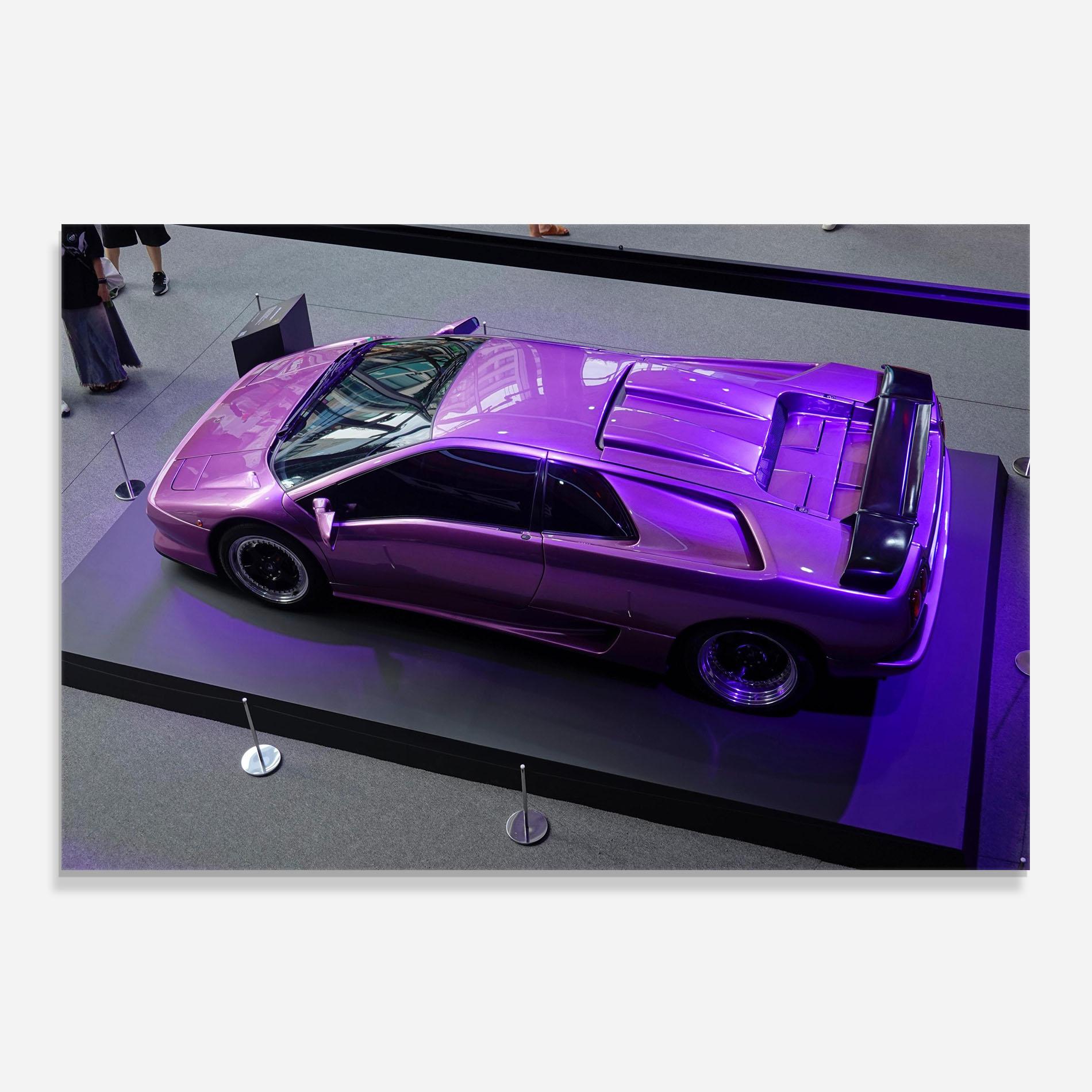 Стъклен панел за кухня Purple Old Lambo mockup 0