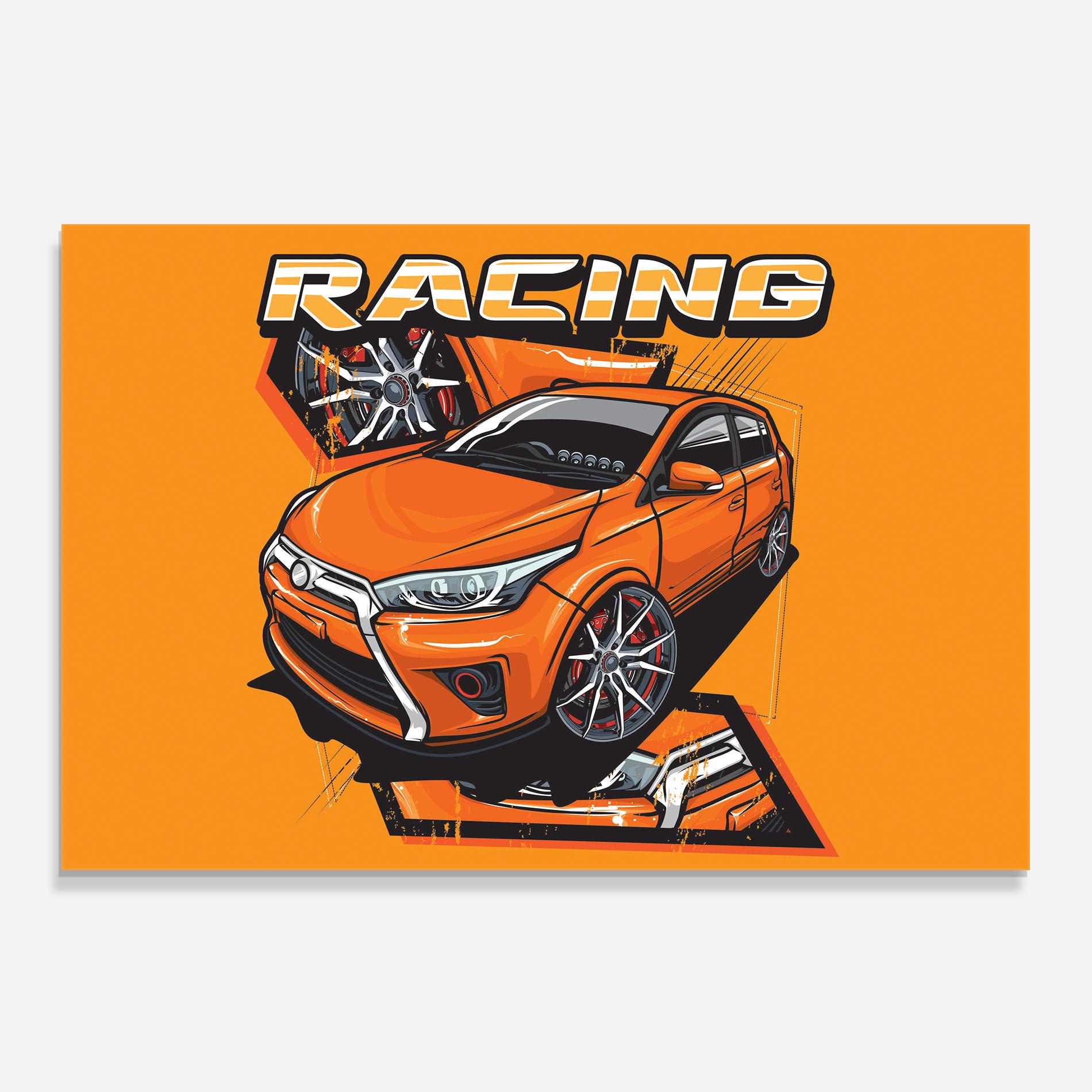 Стъклен панел за кухня Racing Orange Car mockup 0