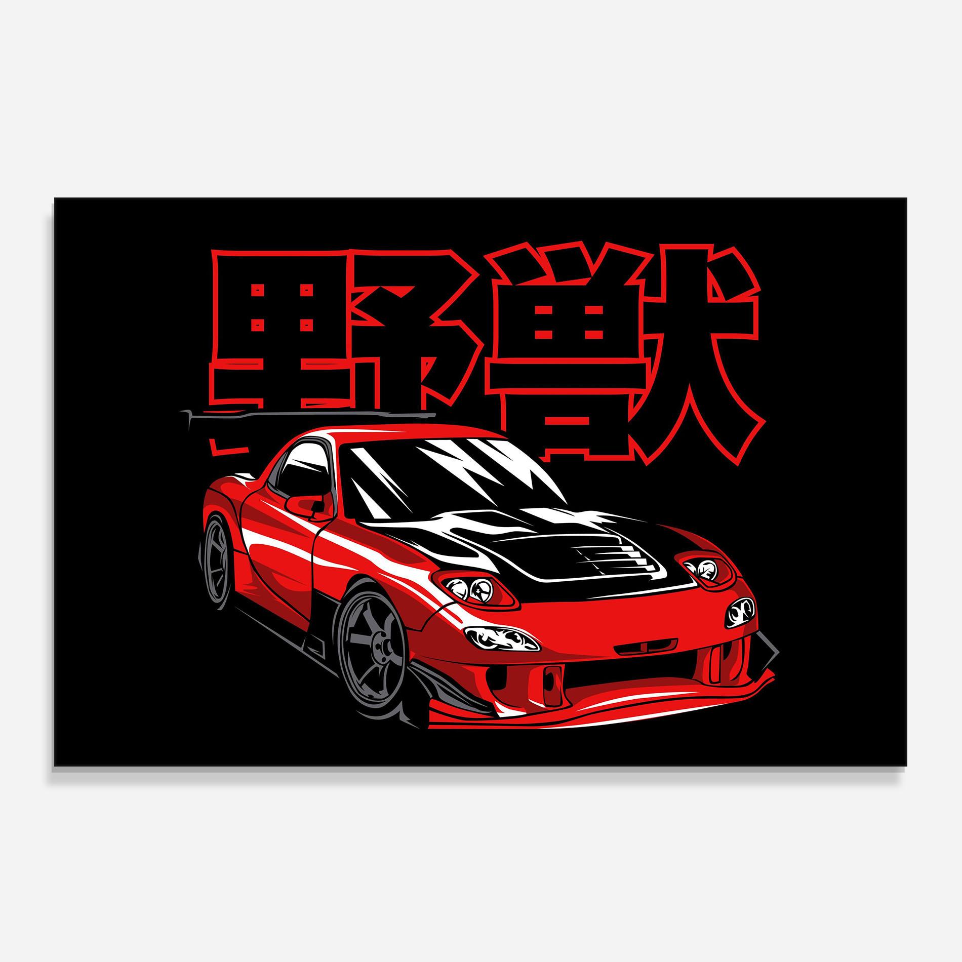 Стъклен панел за кухня Red Black Car mockup 0