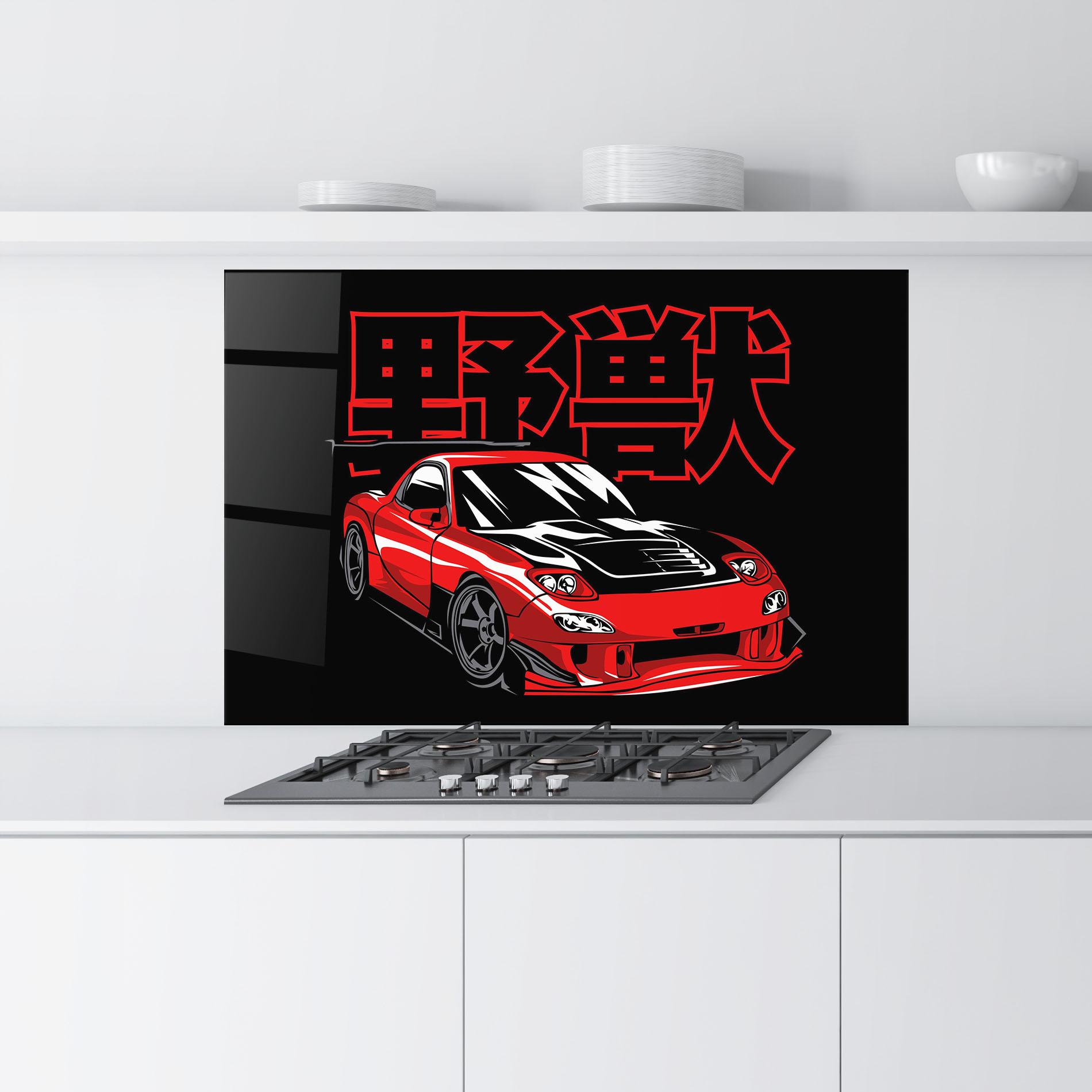Стъклен панел за кухня Red Black Car mockup 9