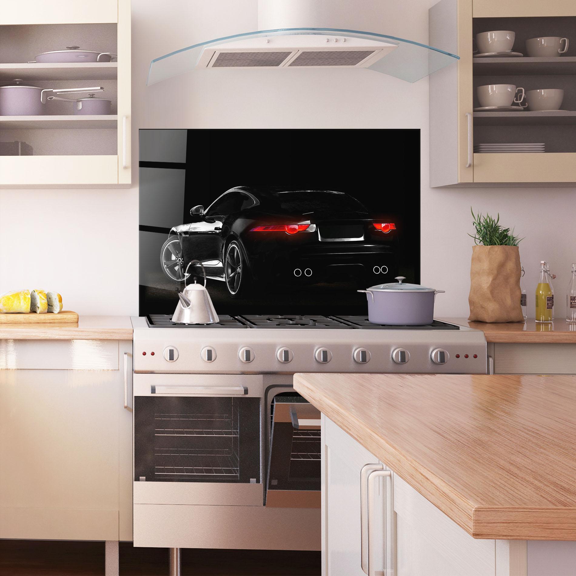 Стъклен панел за кухня Black Silhouette Car mockup 1