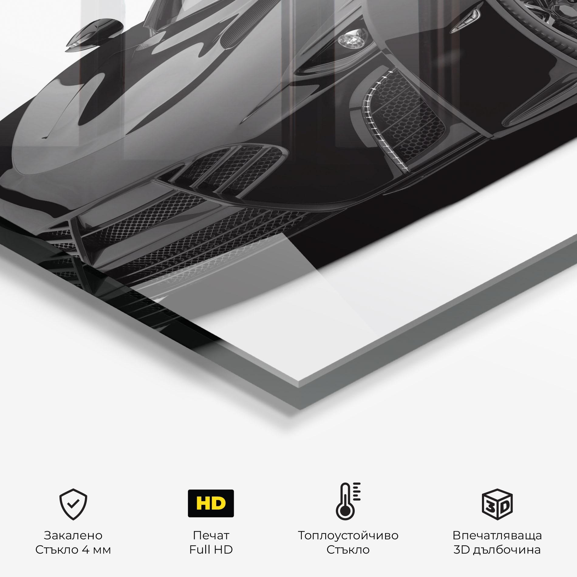 Стъклен панел за кухня Sport Black Car mockup 2