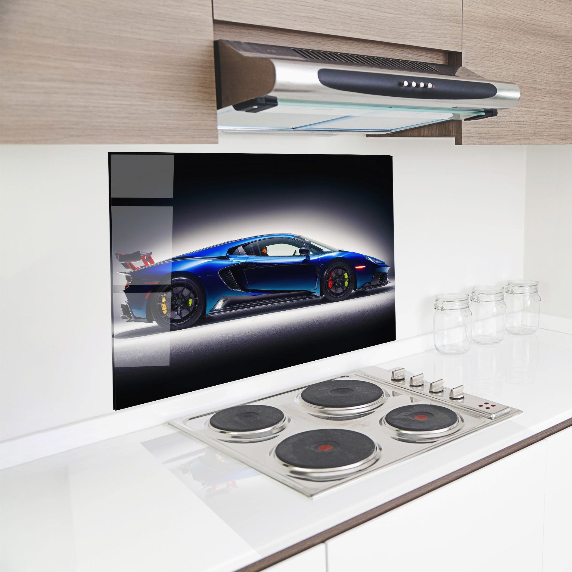 Стъклен панел за кухня Blue Hypercar Side mockup 8