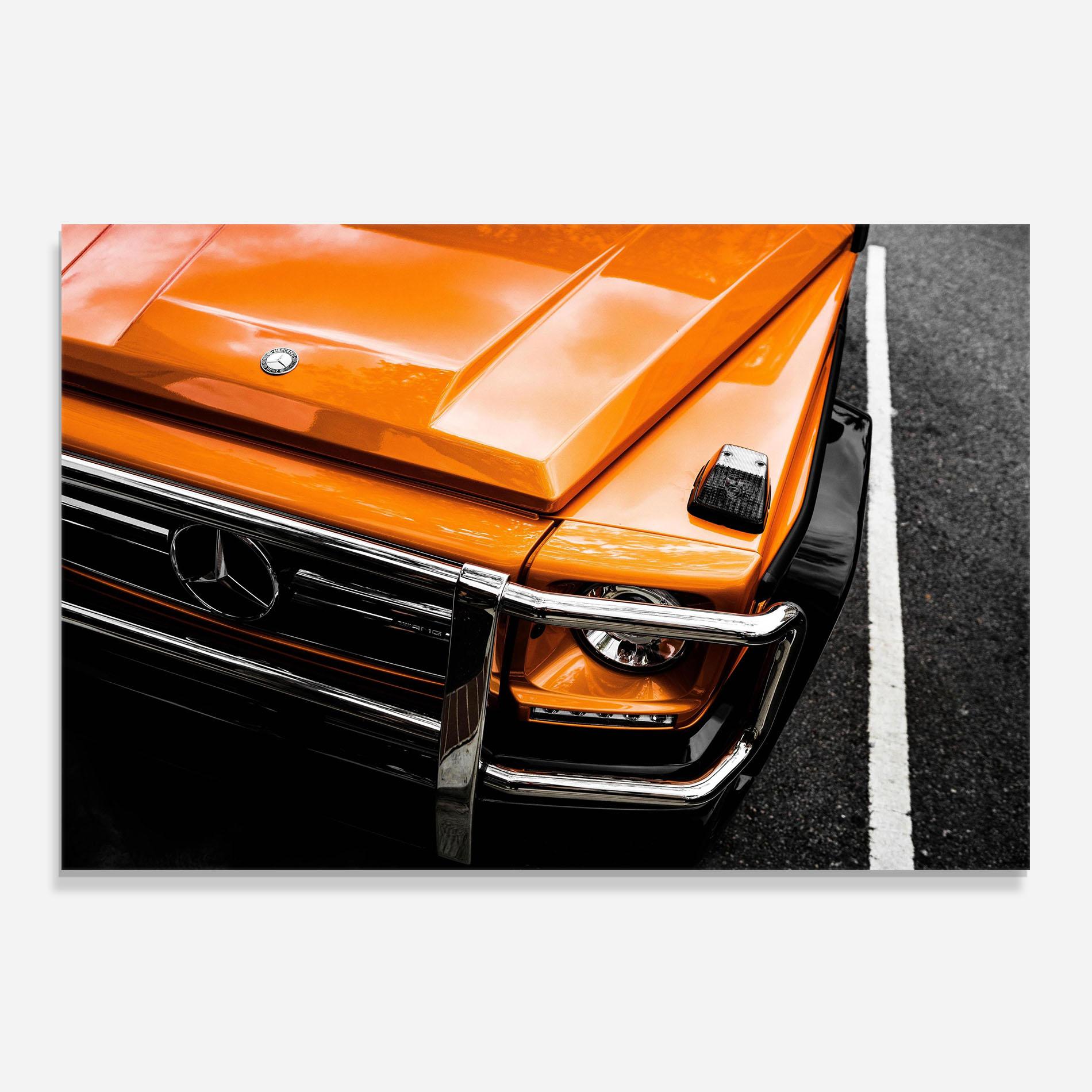Стъклен панел за кухня Vintage Orange Car mockup 0