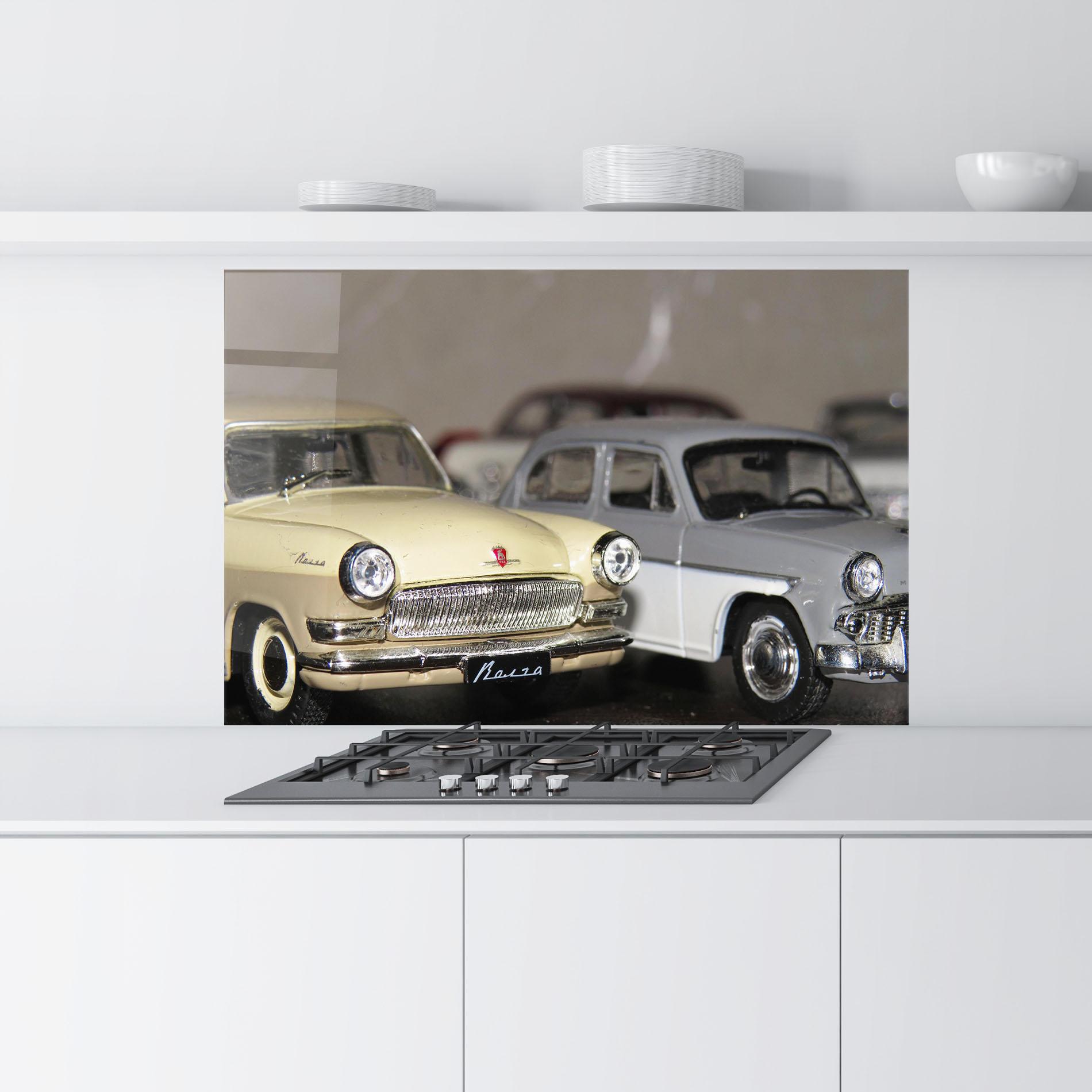 Стъклен панел за кухня Cream Grey Car mockup 9