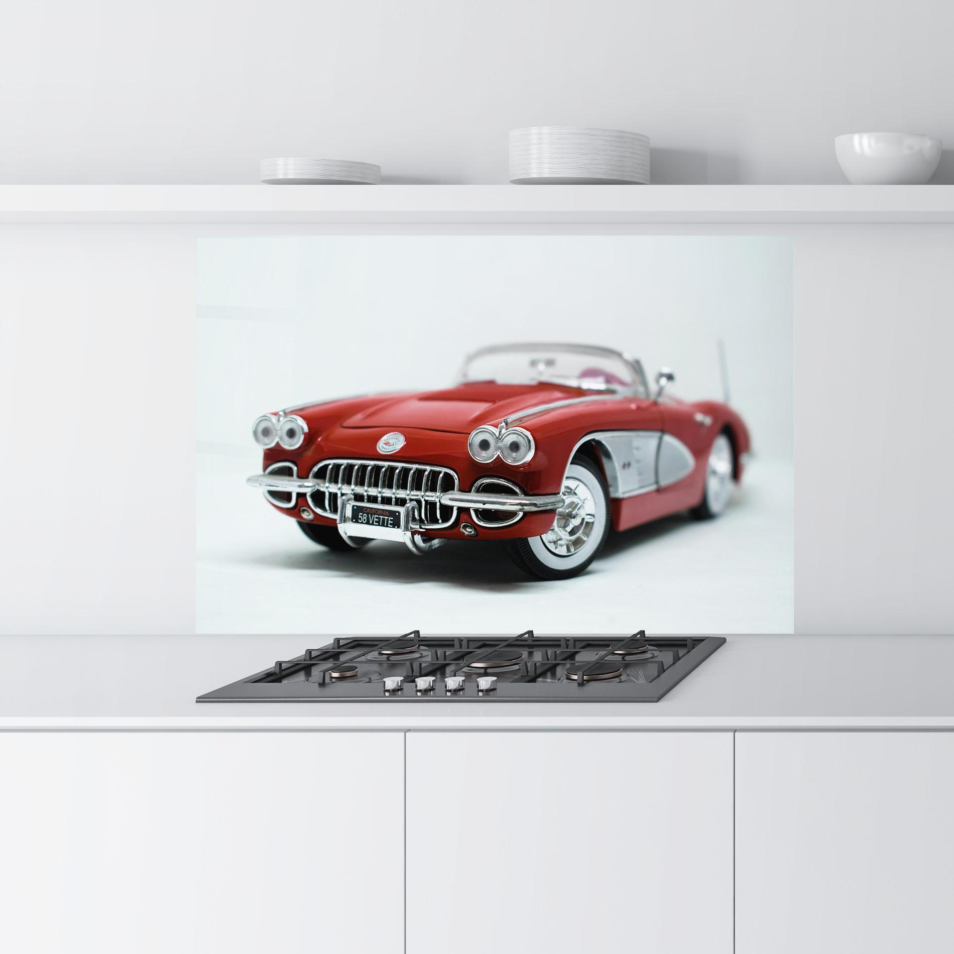 Стъклен панел за кухня Vintage Red Car mockup 9